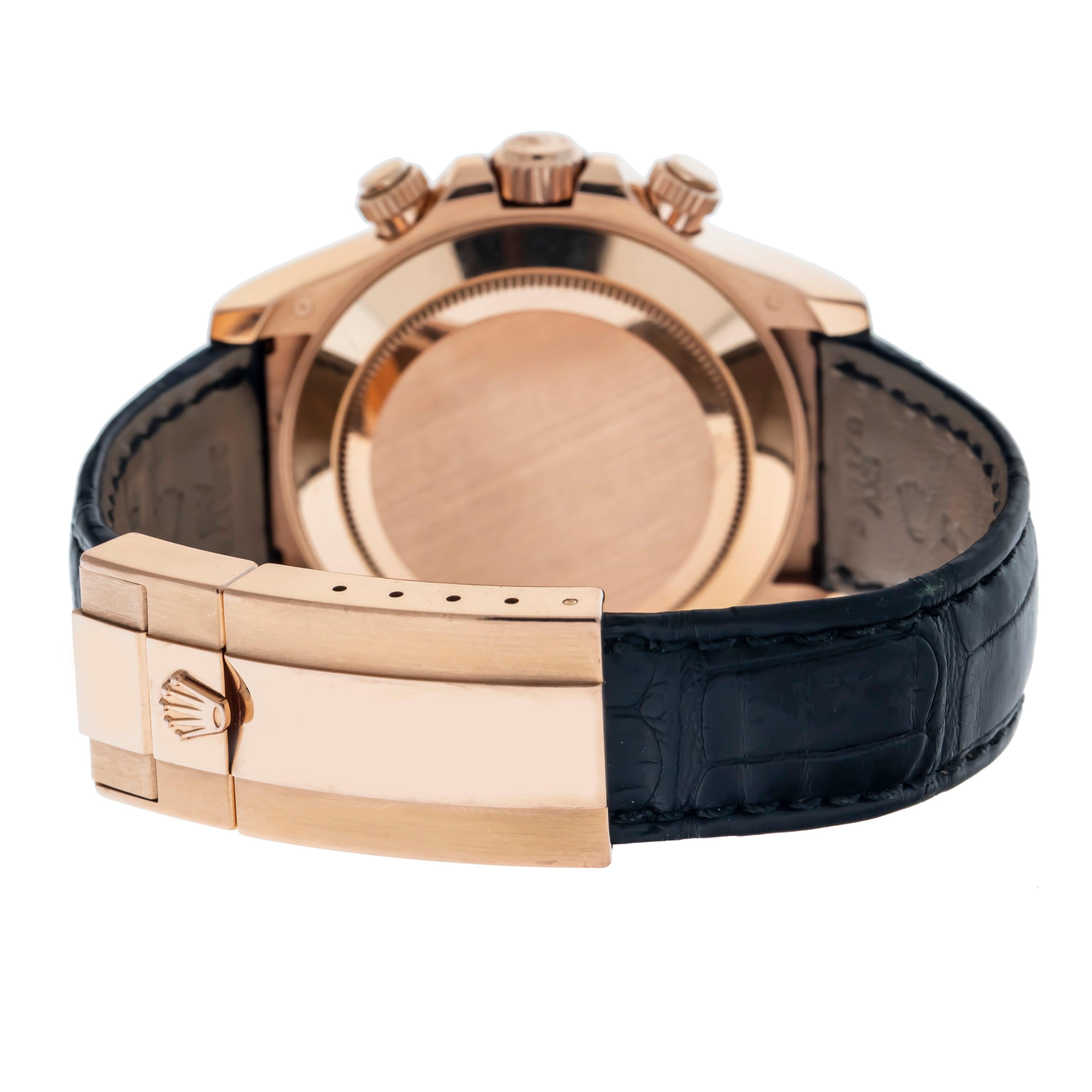 Rolex Cosmograph Daytona 40MM 116515LN Chocolate Arabic Dial Black Ceramic Tachymeter Bezel Black Leather Strap