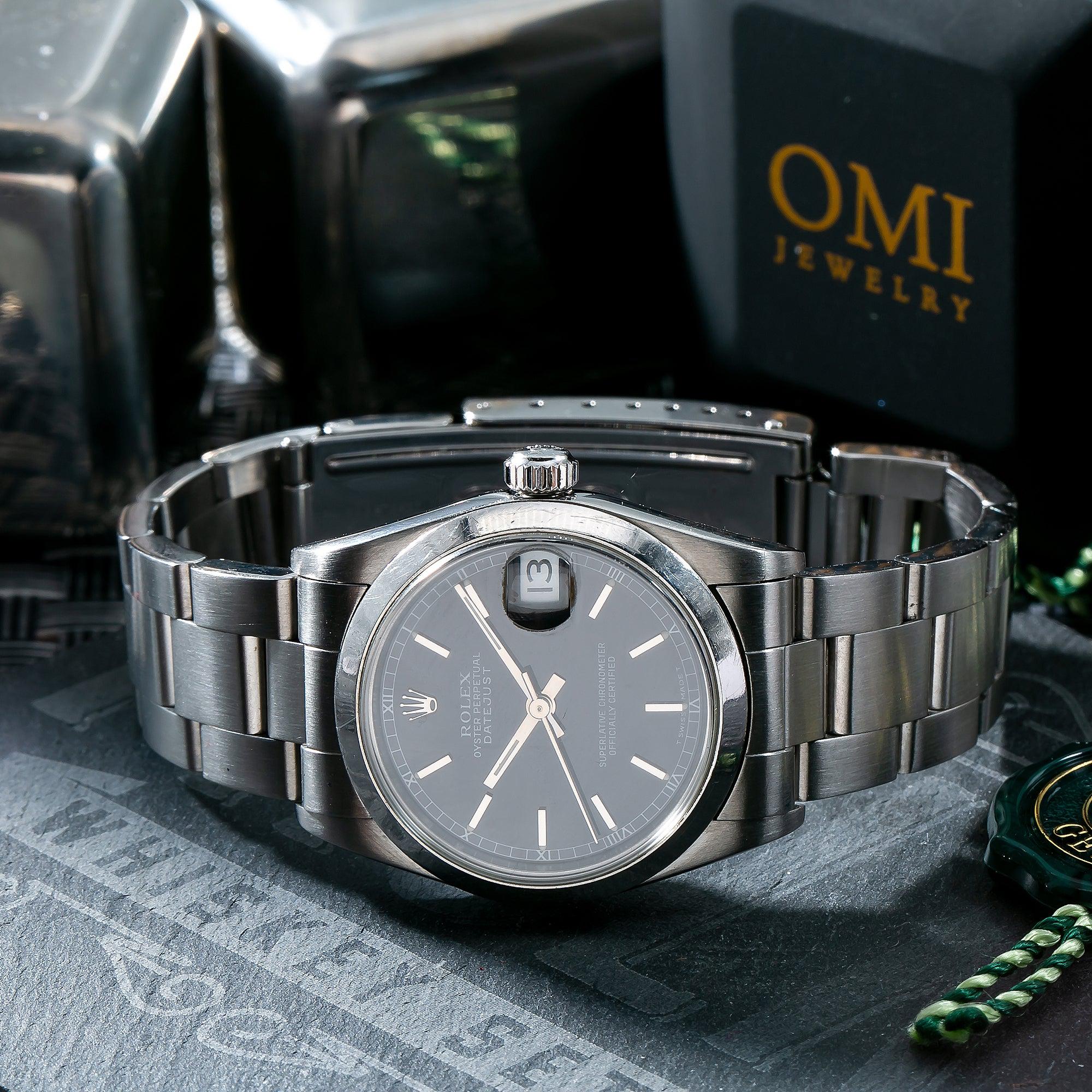 Rolex Datejust 31MM 6824 Black Dial Smooth Bezel Stainless Steel Oyster Bracelet