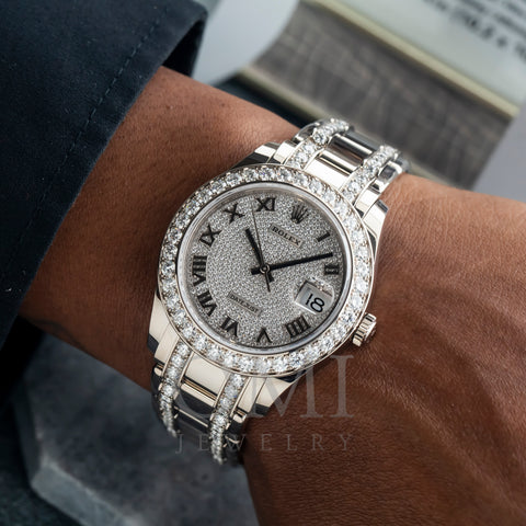 Rolex Datejust Pearlmaster 86289 39MM Diamond Dial With 18K White Gold Bracelet