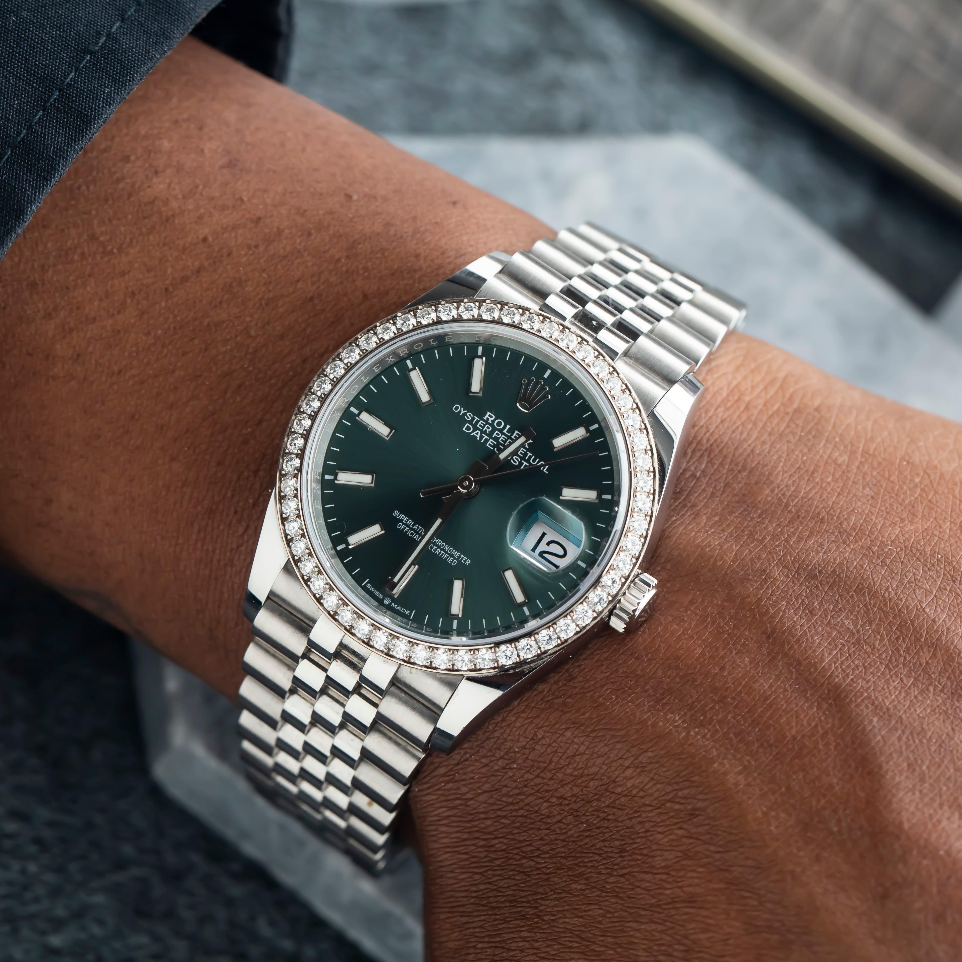 Rolex Datejust 36MM 126284RBR Green Dial Diamond Bezel Stainless Steel Jubilee Bracelet