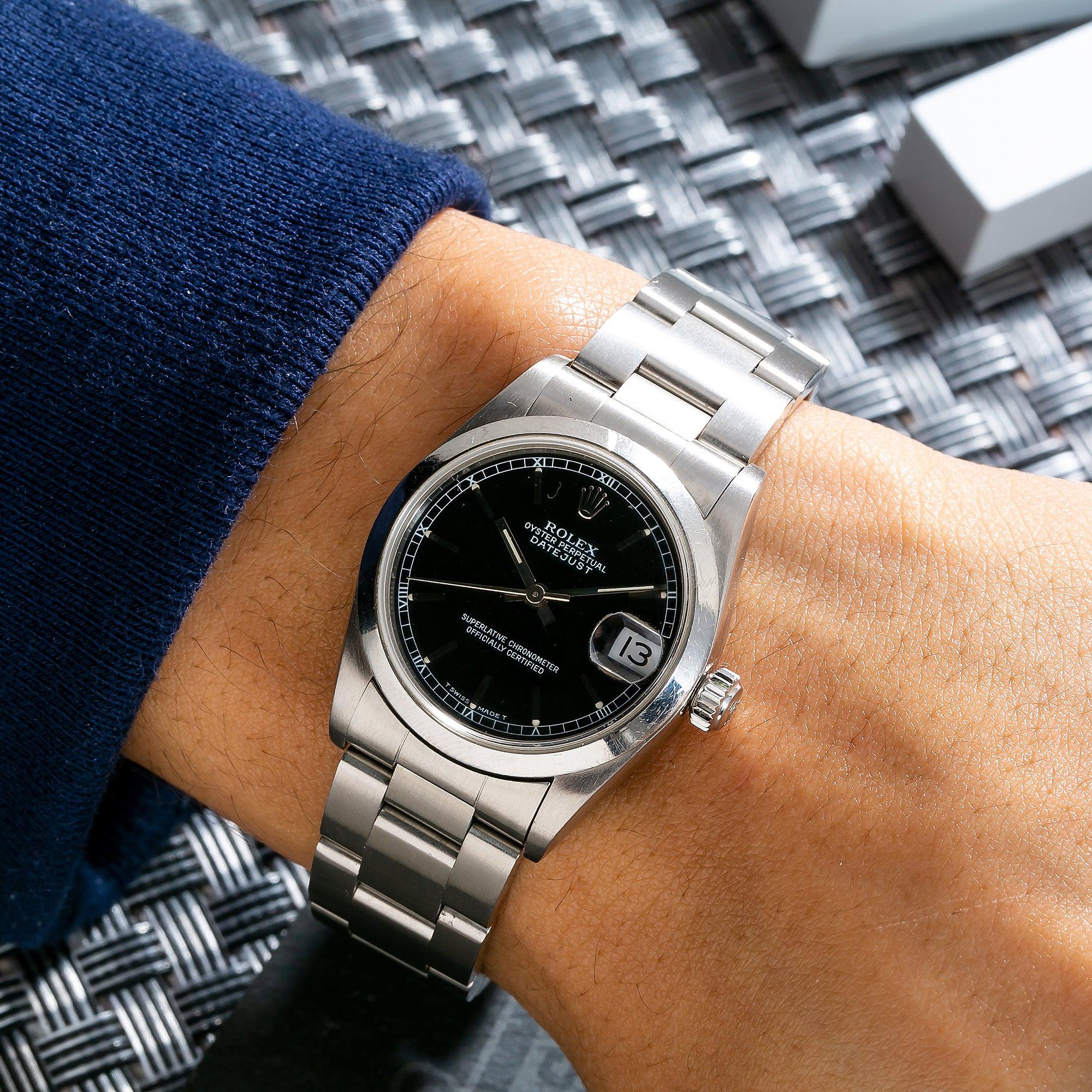 Rolex Datejust 31MM 78240 Black Dial Smooth Bezel Stainless Steel Oyster Bracelet