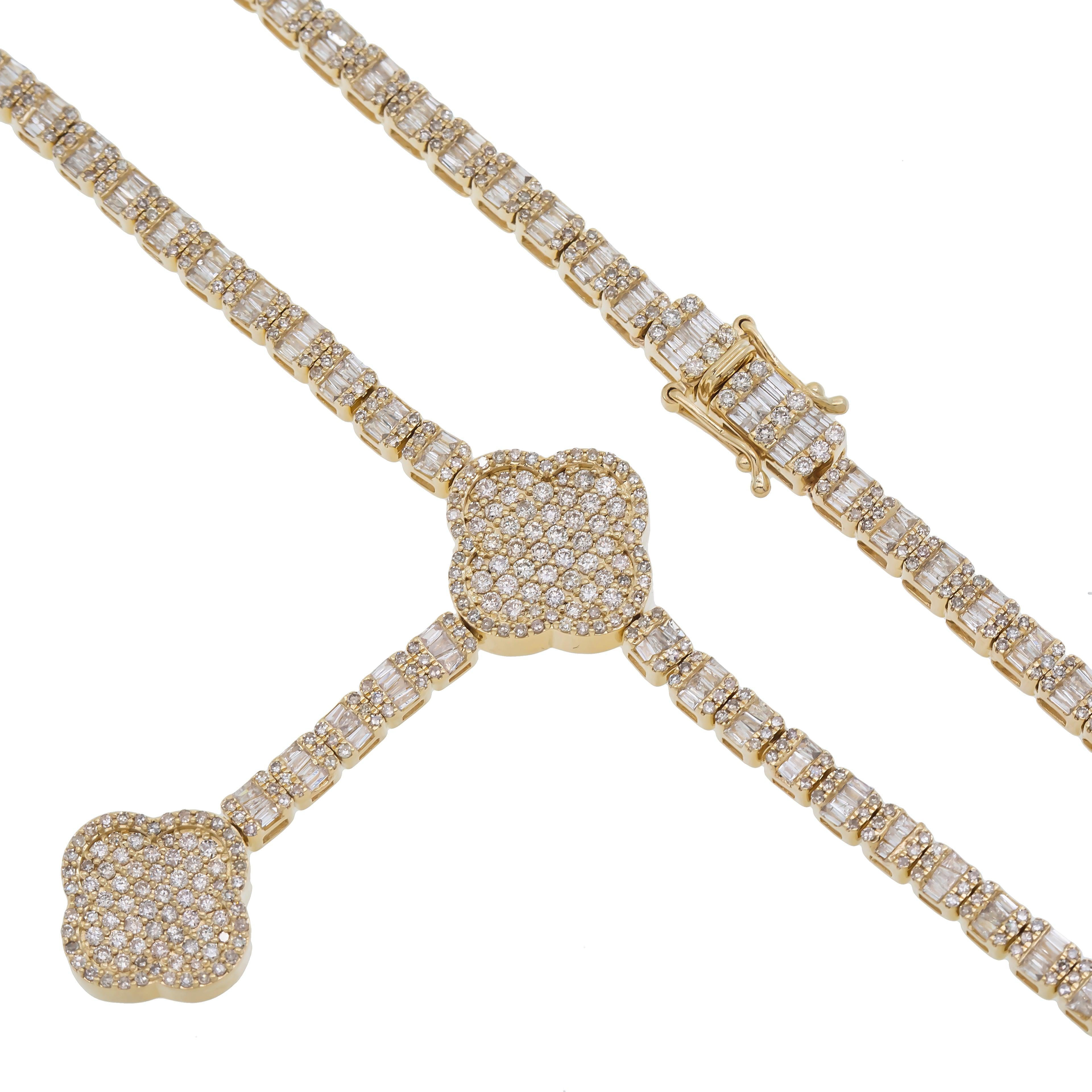 10K GOLD 3.98MM BAGUETTE DIAMOND  CHAIN 8.49 CT