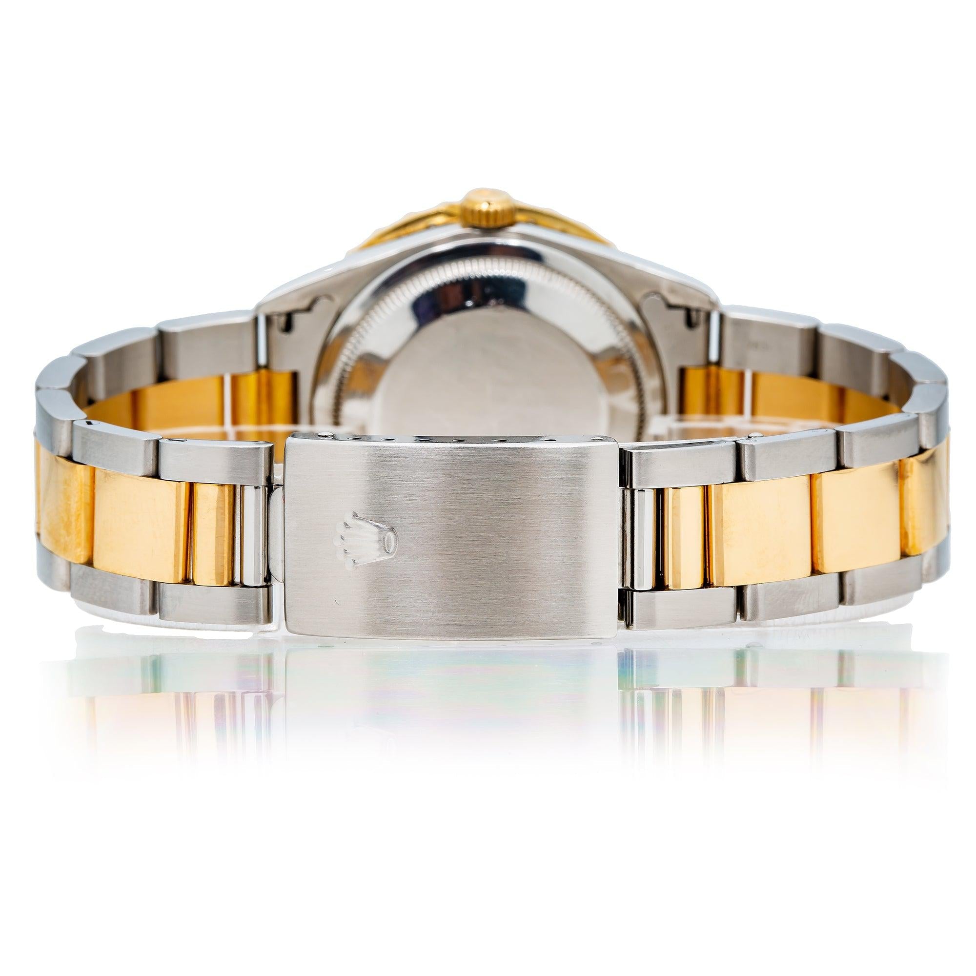 Rolex Datejust 36MM 16013 Diamond Paved Rainbow Hour Dial Diamond Bezel Two Tone Yellow Gold Oyster Bracelet