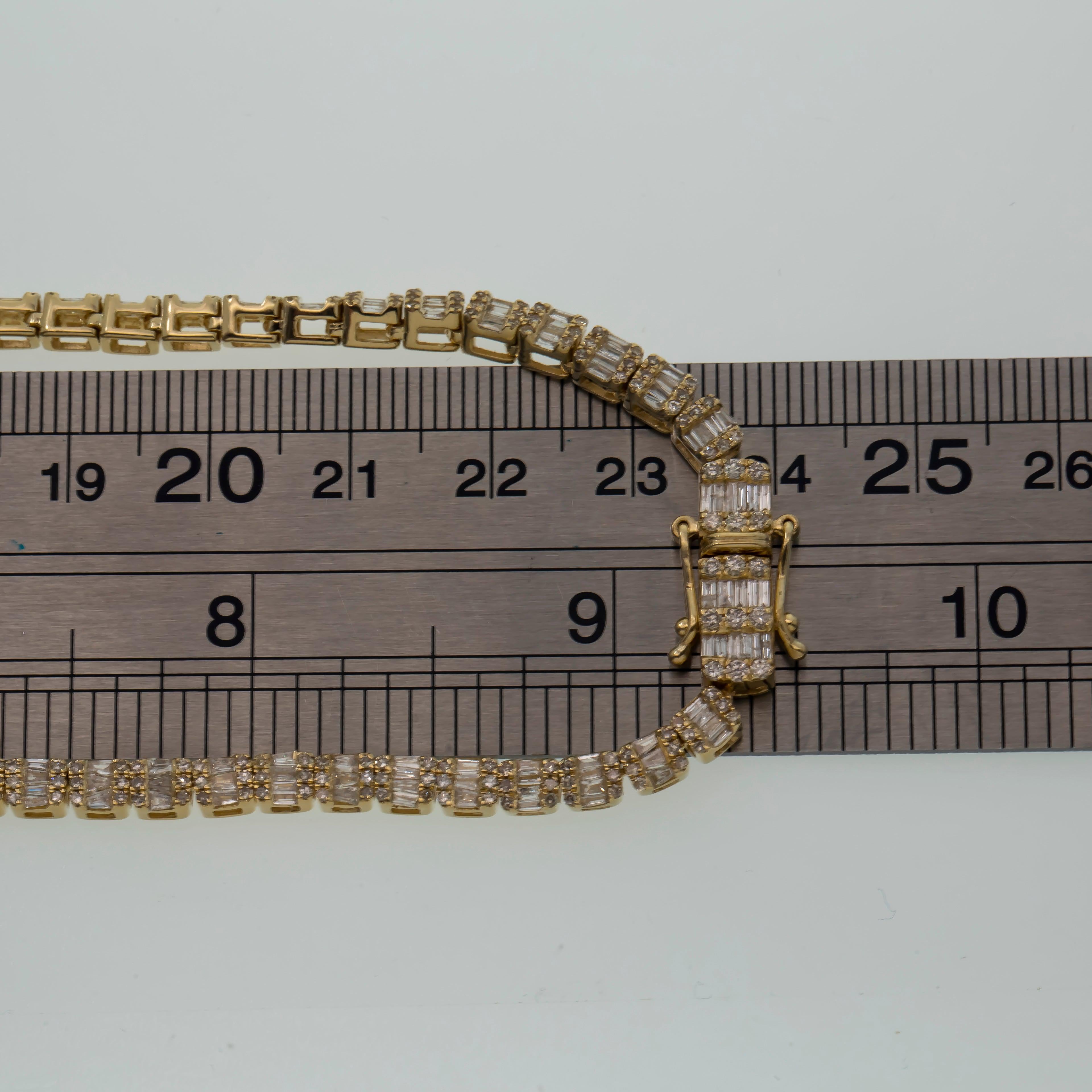 10K GOLD 3.98MM BAGUETTE DIAMOND  CHAIN 8.49 CT