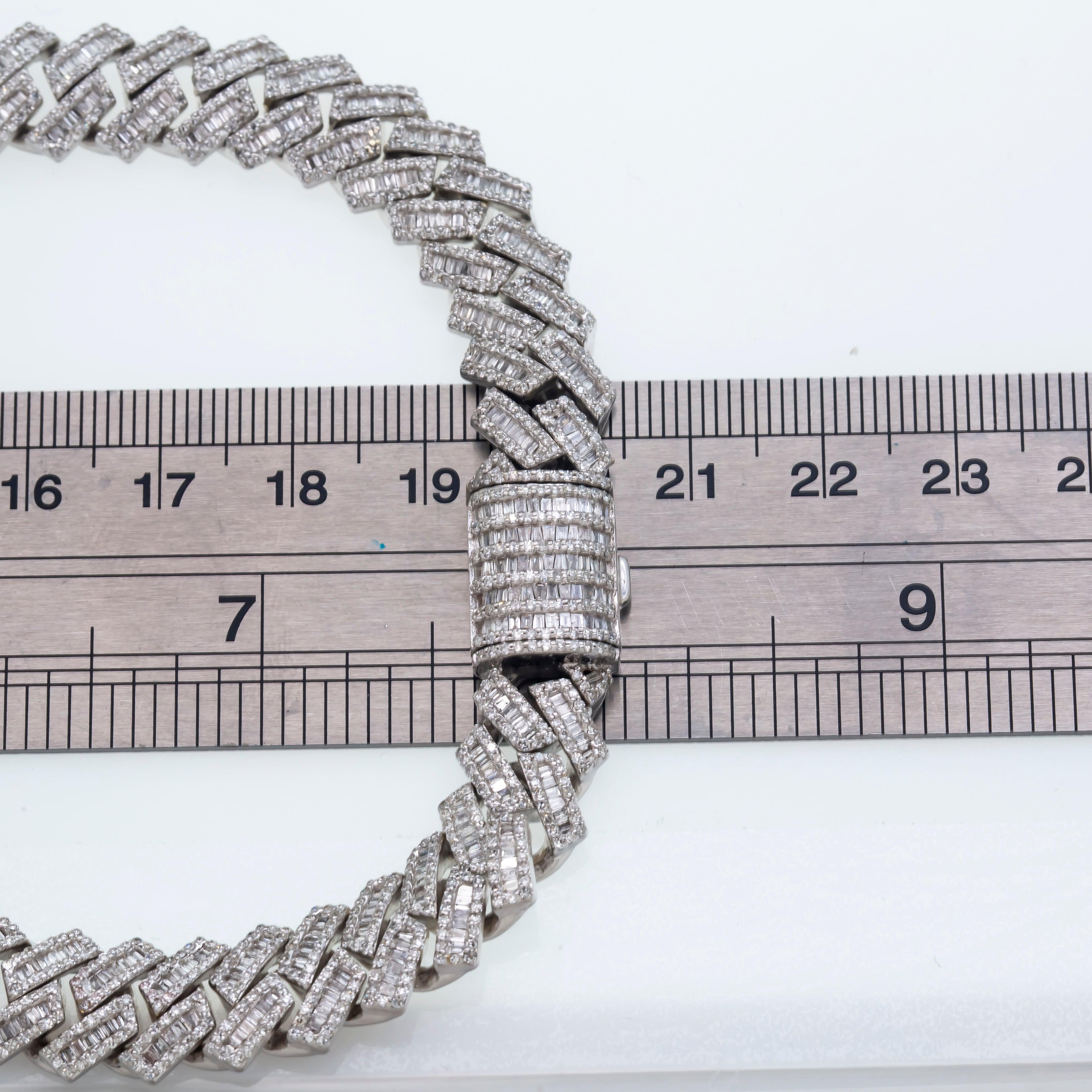 10K GOLD BAGUETTE DIAMOND 10MM PRONG CUBAN LINK HEART CHAIN 17.65 CT