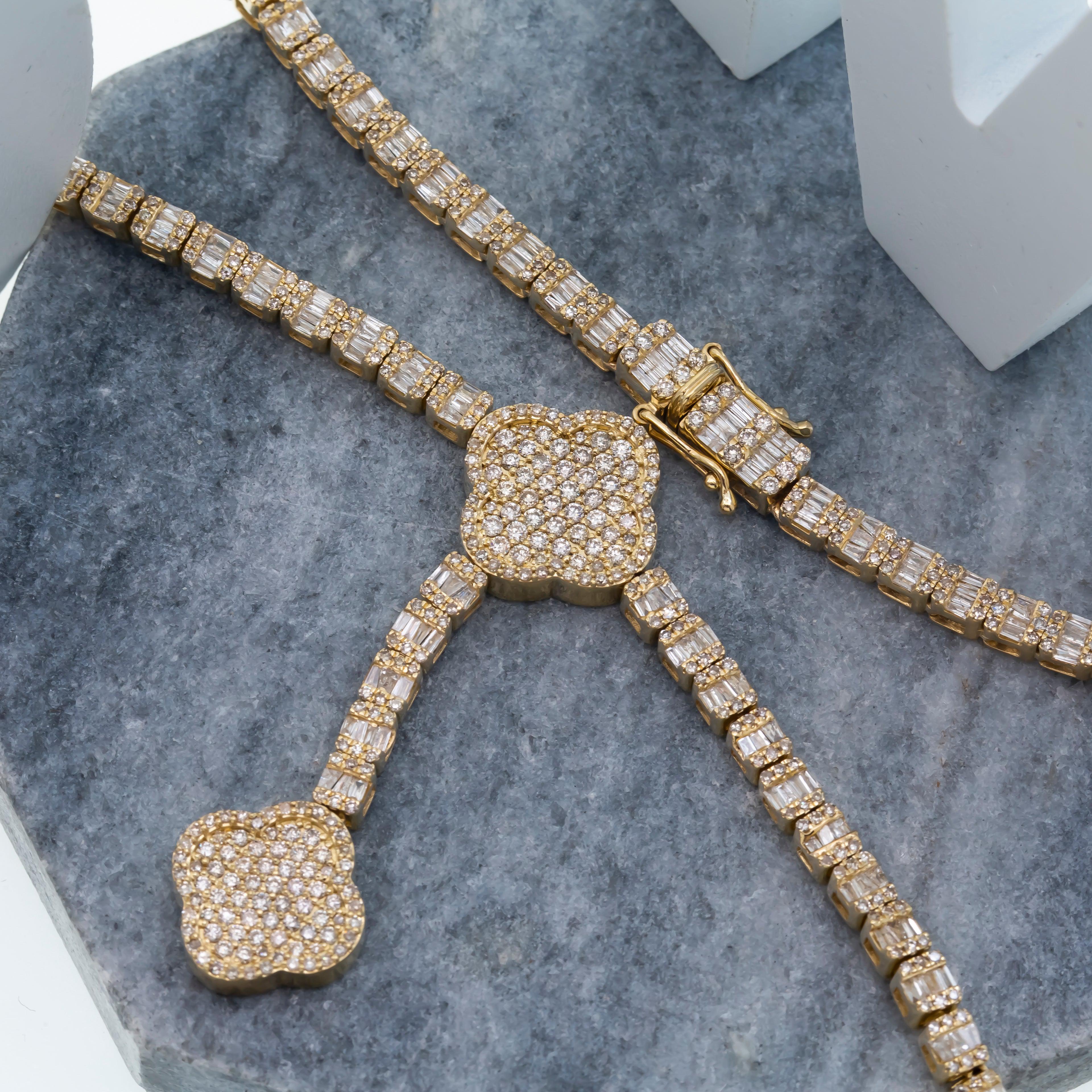 10K GOLD 3.98MM BAGUETTE DIAMOND  CHAIN 8.49 CT