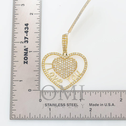 14K YELLOW GOLD DIAMOND HEART WITH I LOVE YOU PENDANT 1.41 CT