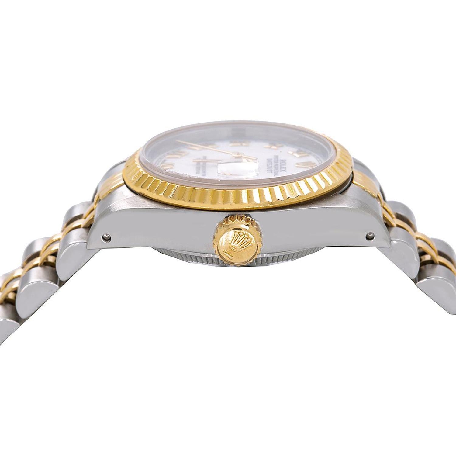 Rolex Datejust 26MM 6917 White Roman Dial Fluted Bezel Two Tone Yellow Gold Jubilee Bracelet