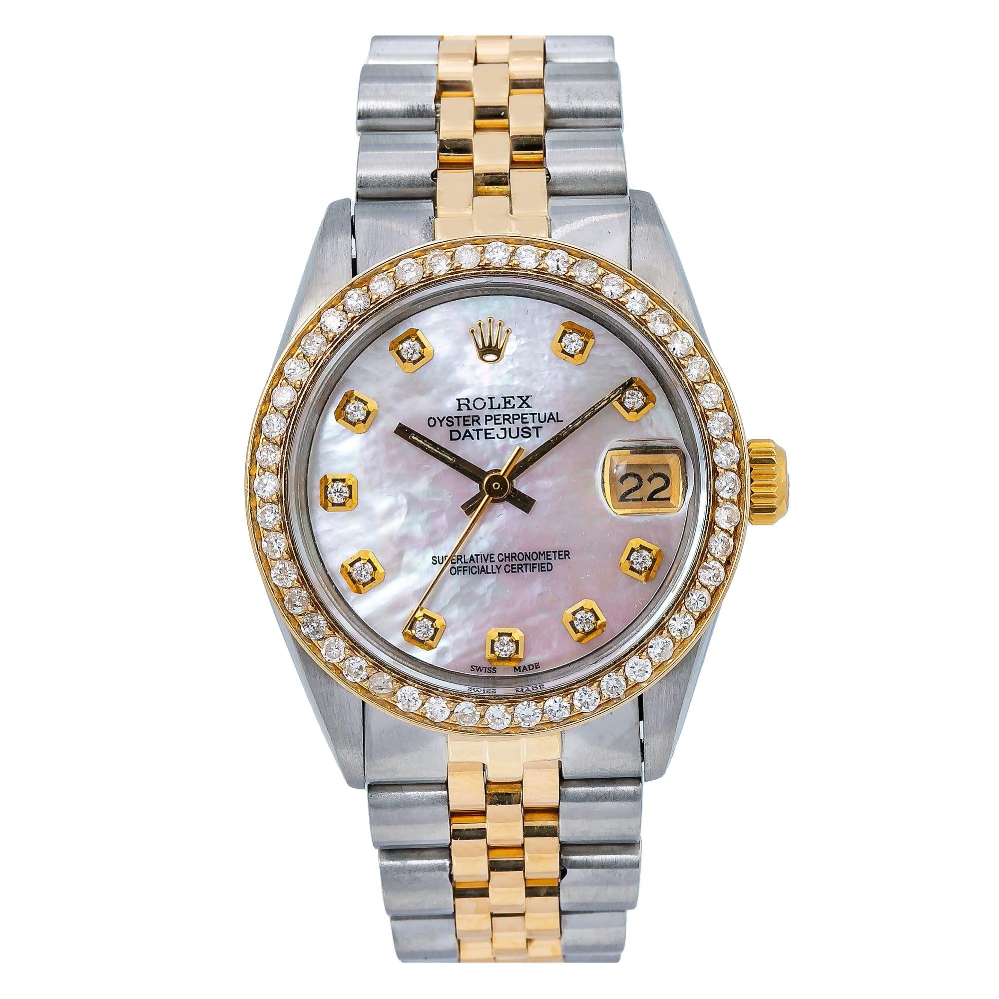 Rolex Datejust 31MM 6824 Pink Mother of Pearl Diamond Dial Diamond Bezel Two Tone Jubilee Bracelet