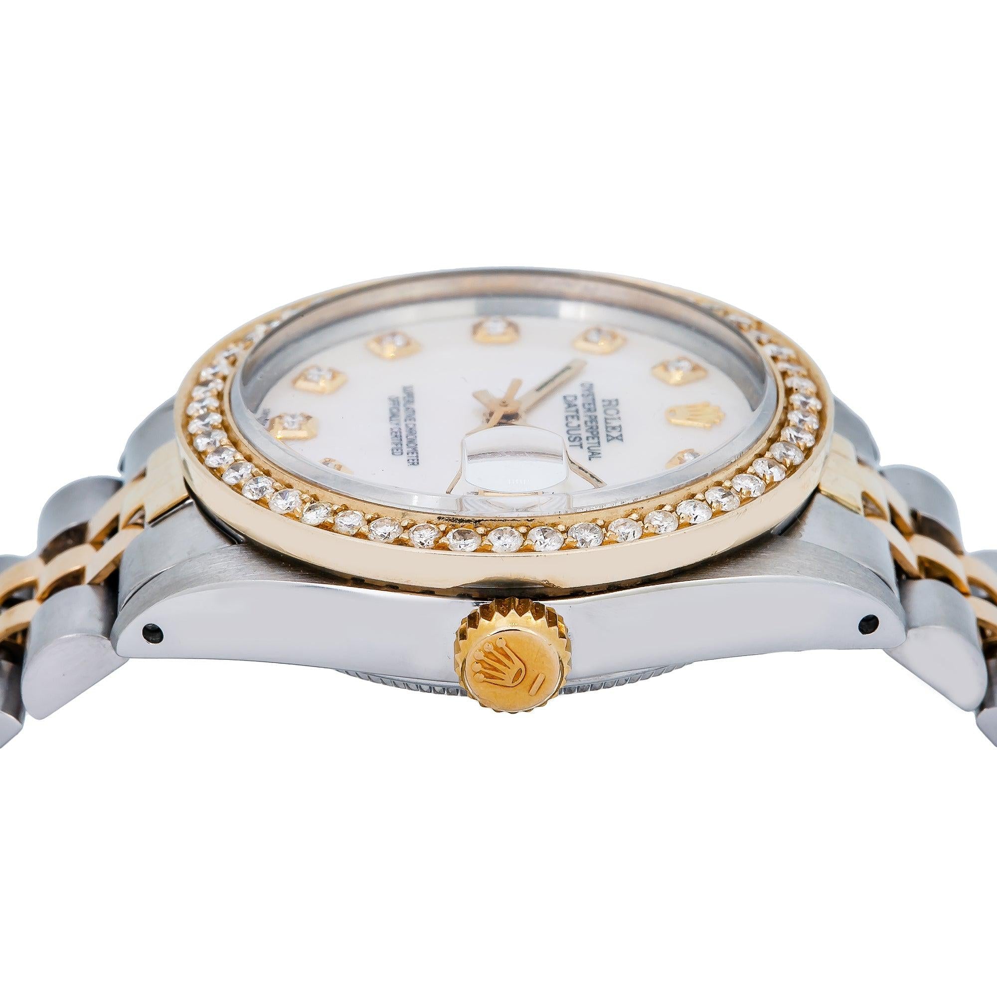 Rolex Datejust 31MM 6824 Pink Mother of Pearl Diamond Dial Diamond Bezel Two Tone Yellow Gold Jubilee Bracelet