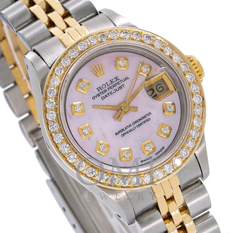 Rolex Datejust 6917 26MM Pink Mother of Pearl Diamond Dial And Bezel With Two-Tone Jubilee Bracelet 1.10 CT