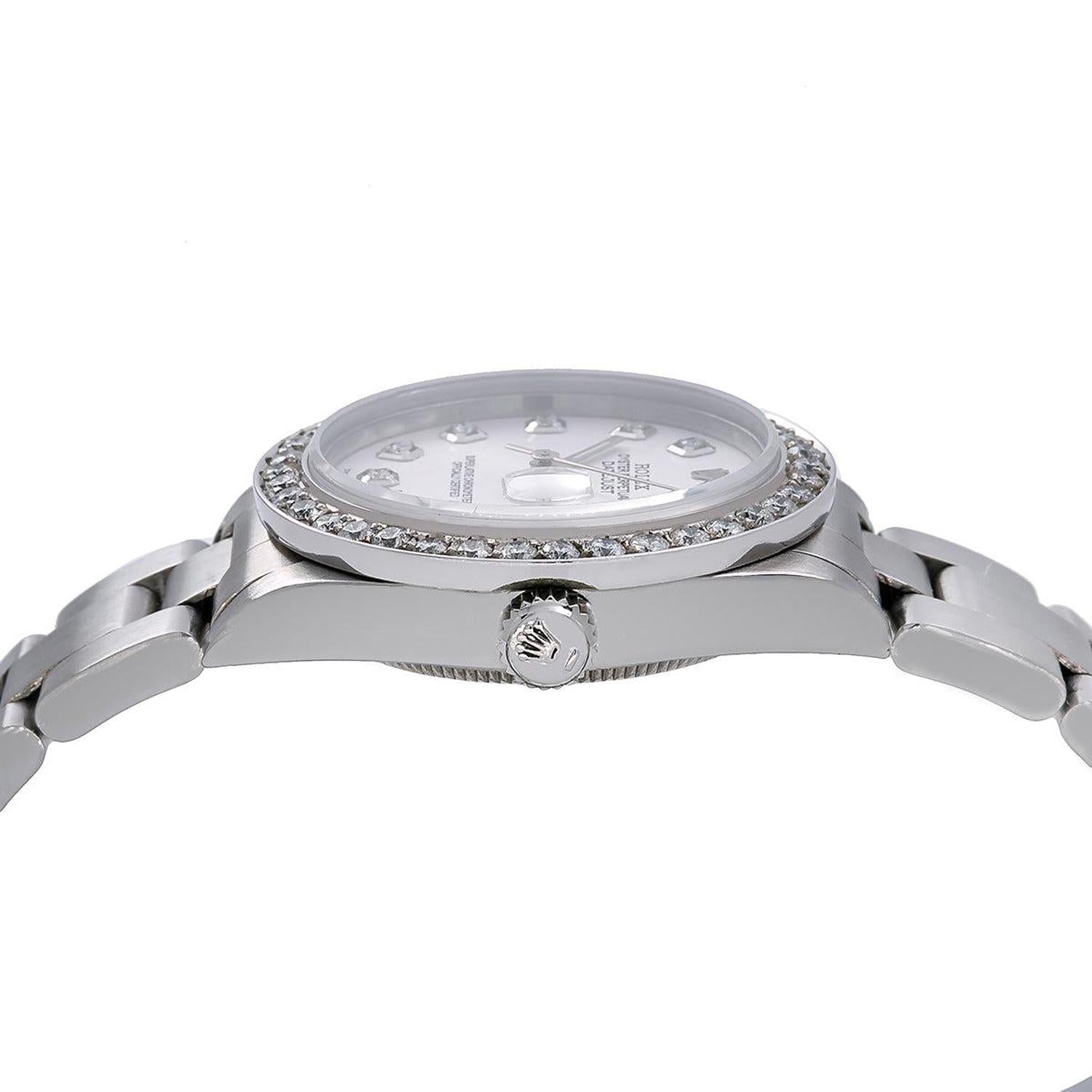 Rolex Datejust 31MM 78240 Silver Diamond Dial Diamond Bezel Stainless Steel Oyster Bracelet 1.3ct