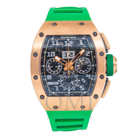 Richard Mille Roberto Mancini RM 011 50MM Transparent Dial With Green Rubber Bracelet