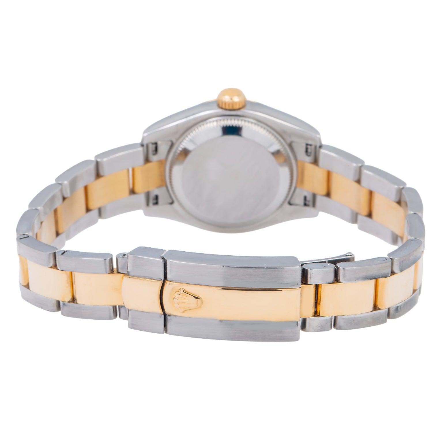 Rolex Datejust 26MM 179163 Champagne Diamond Dial Smooth Bezel Two Tone Yellow Gold Oyster Bracelet