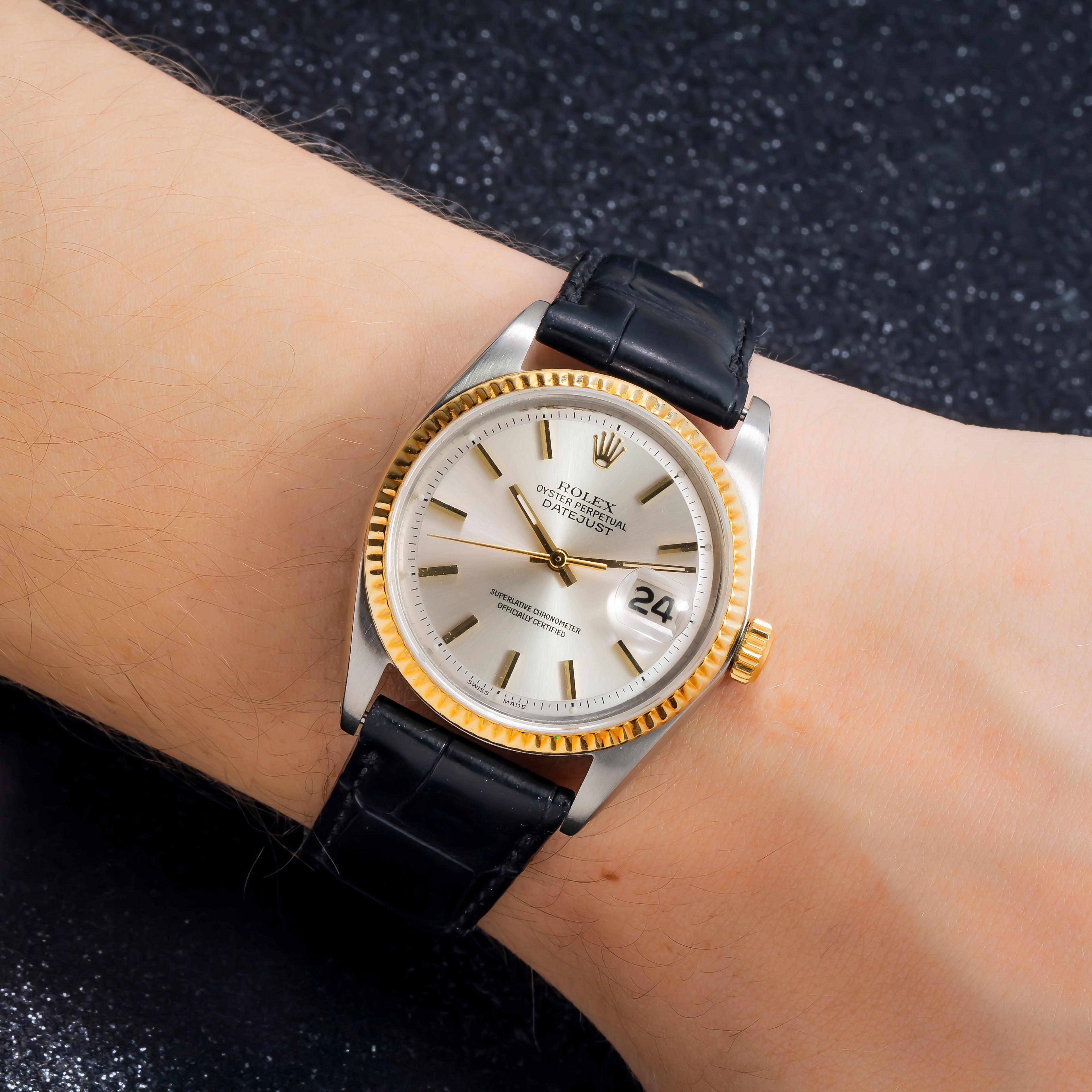 Chain Custom Rolex Straps Rolex Datejust 1601 36MM Silver Dial