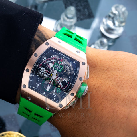 Richard Mille Roberto Mancini RM11-01 50MM Transparent Dial With Green Rubber Bracelet
