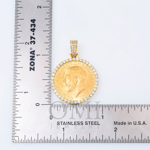 14K GOLD DIAMOND 1/4 OZ. BRITISH SOVEREIGN COIN PENDANT 0.85 CT