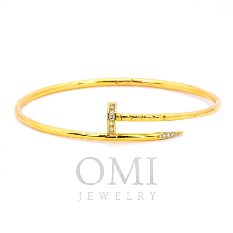 18K GOLD DIAMOND CUSTOM BANGLE BRACELET 0.15 CT