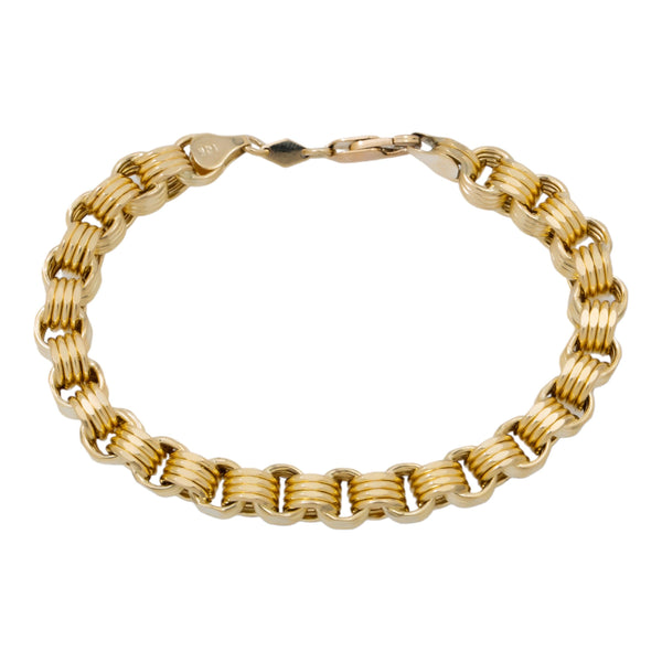 10K GOLD HOLLOW BOX BYZANTINE CHAIN BRACELET