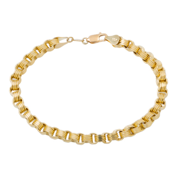 10K GOLD HOLLOW BOX BYZANTINE CHAIN BRACELET