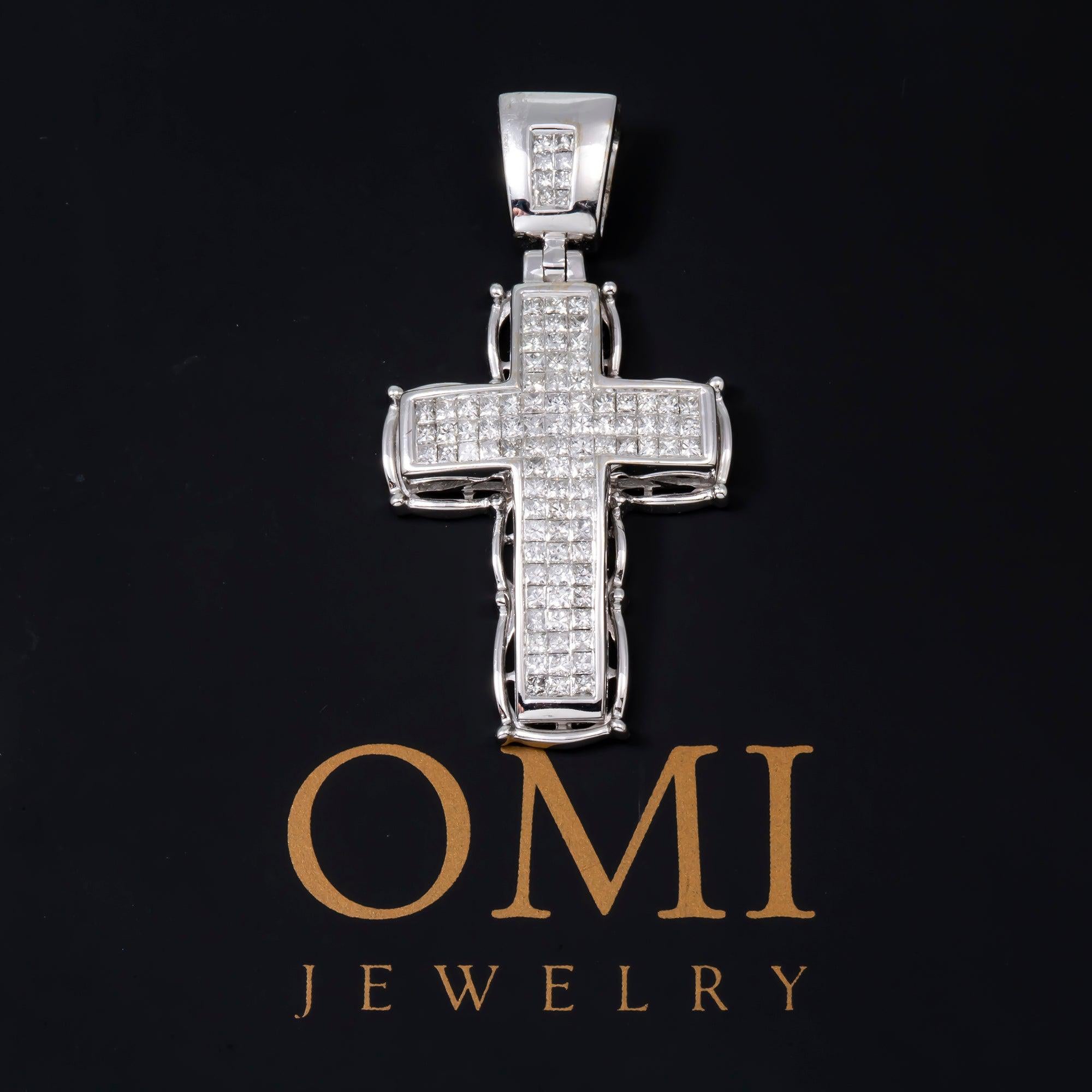 14K GOLD DIAMOND INVISIBLE CROSS PENDANT 1.50 CT
