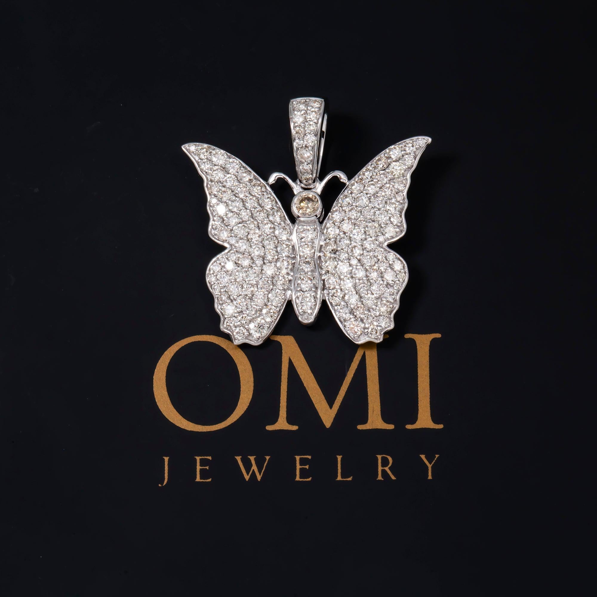 14K GOLD DIAMOND BUTTERFLY PENDANT 2.50 CT