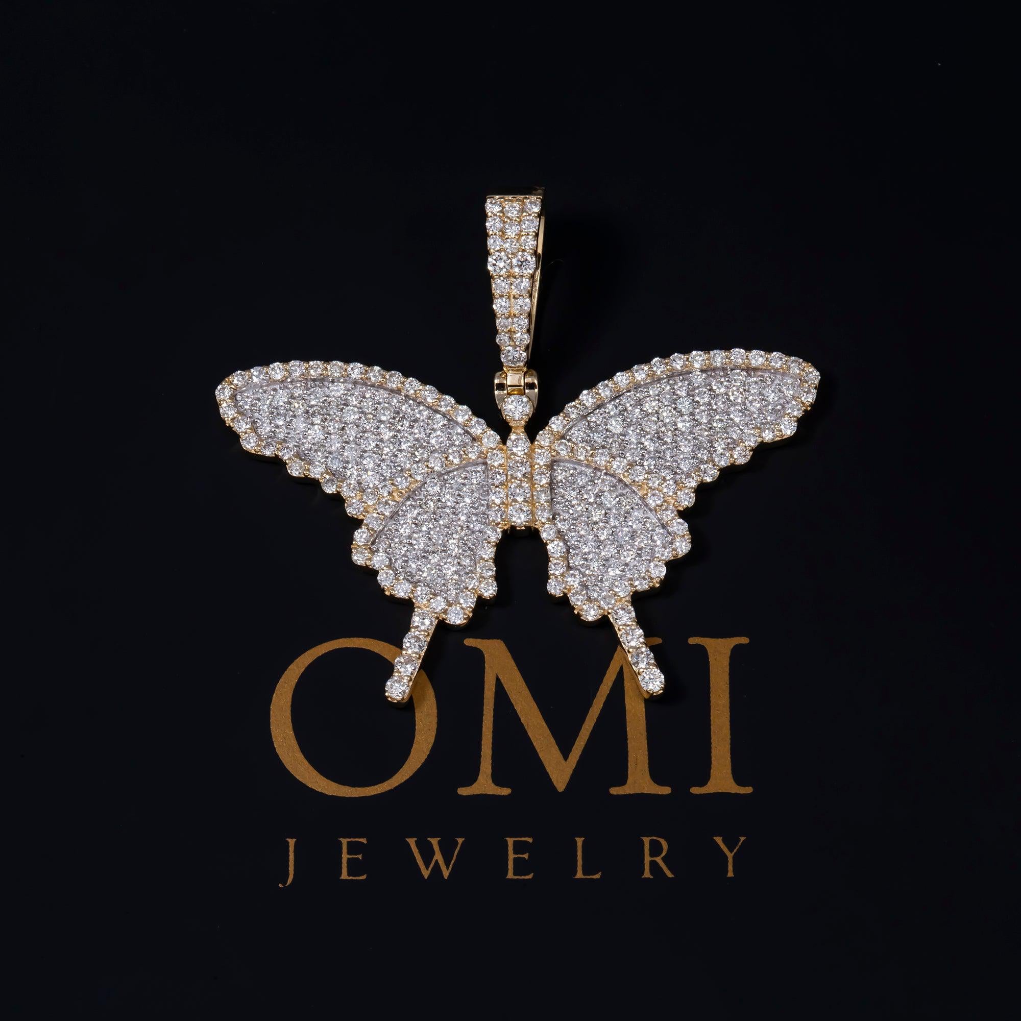 10K GOLD DIAMOND BUTTERFLY PENDANT 2.15 CT