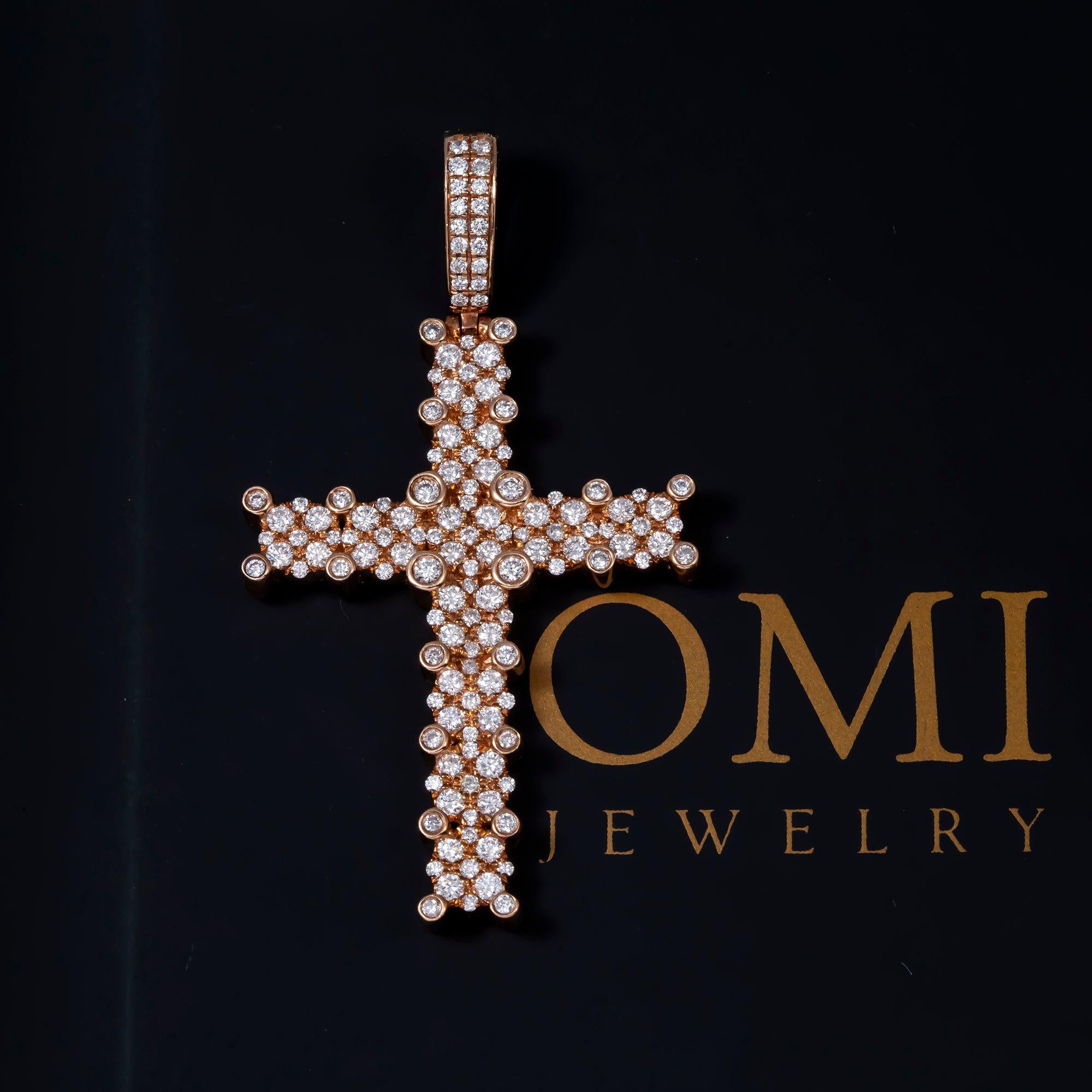 10K GOLD DIAMOND CLUSTER PRONG CROSS PENDANT 1.50 CT