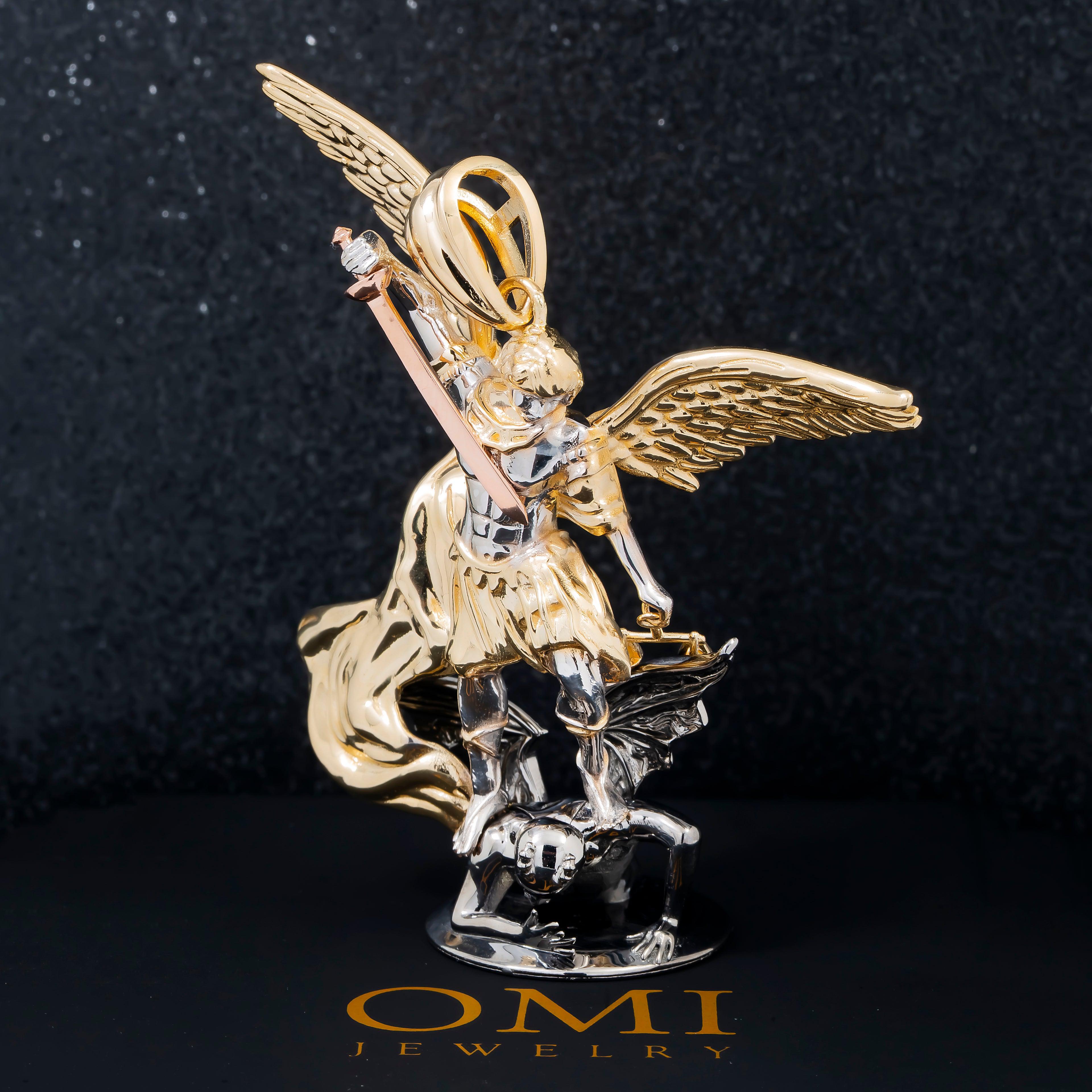 10K GOLD TRICOLOR ST. MICHAEL ARCHANGEL PENDANT