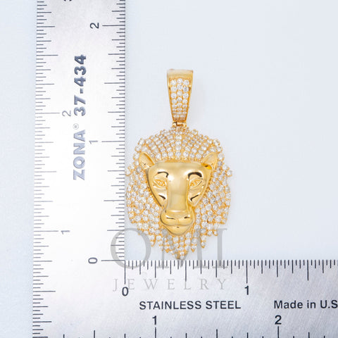14K GOLD DIAMOND LION HEAD PENDANT 1.75 CT