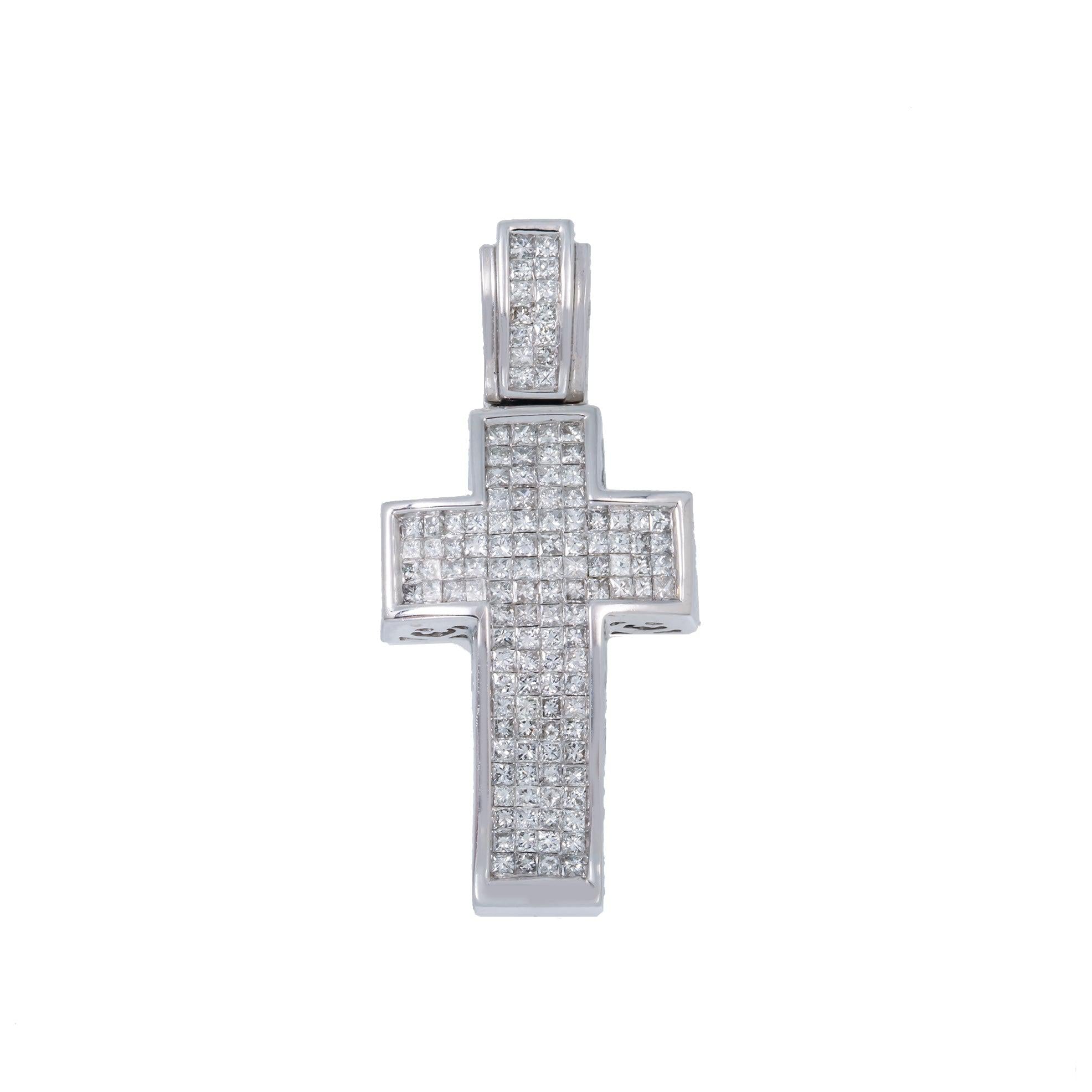 14K GOLD DIAMOND CROSS PENDANT 1.50 CT