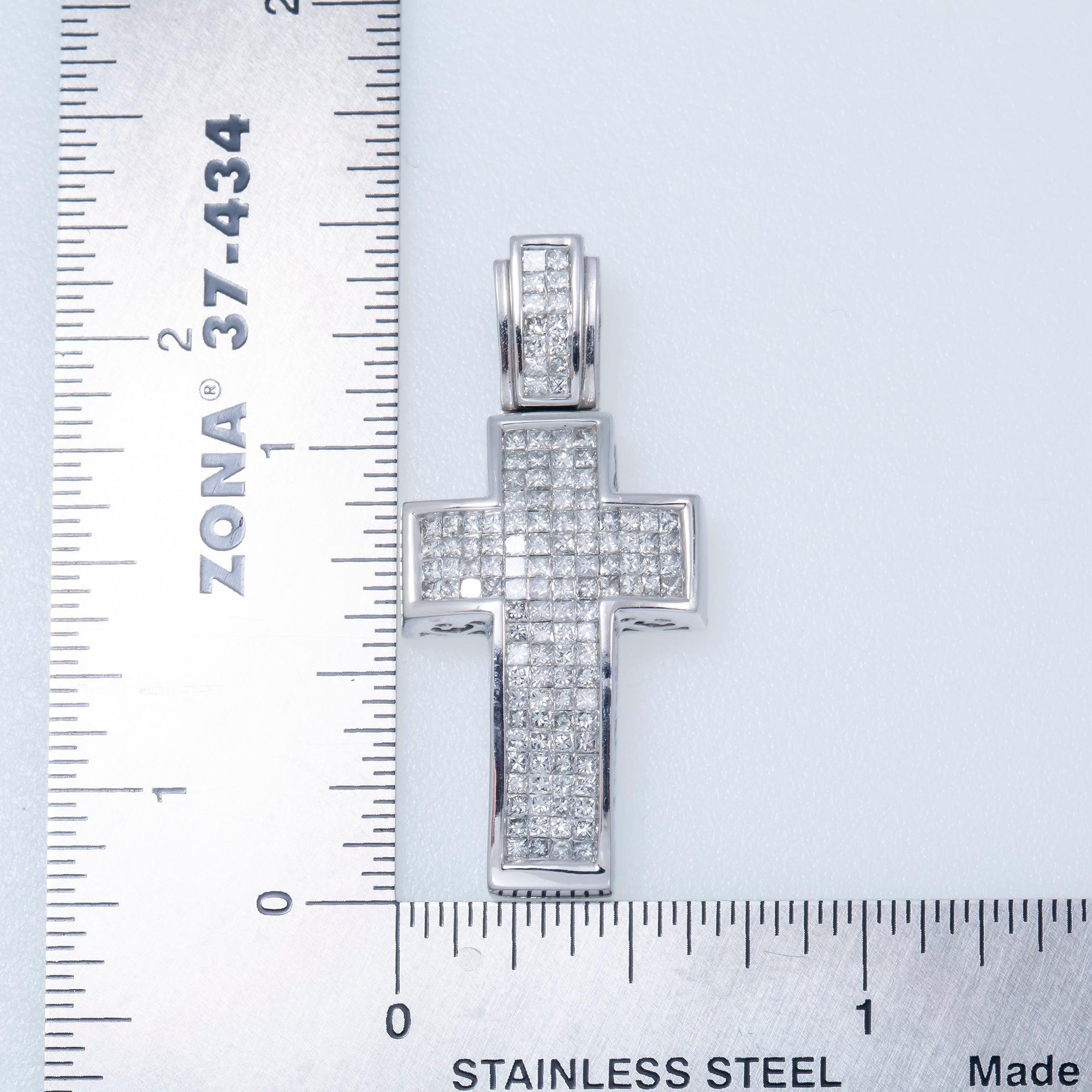 14K GOLD DIAMOND CROSS PENDANT 1.50 CT