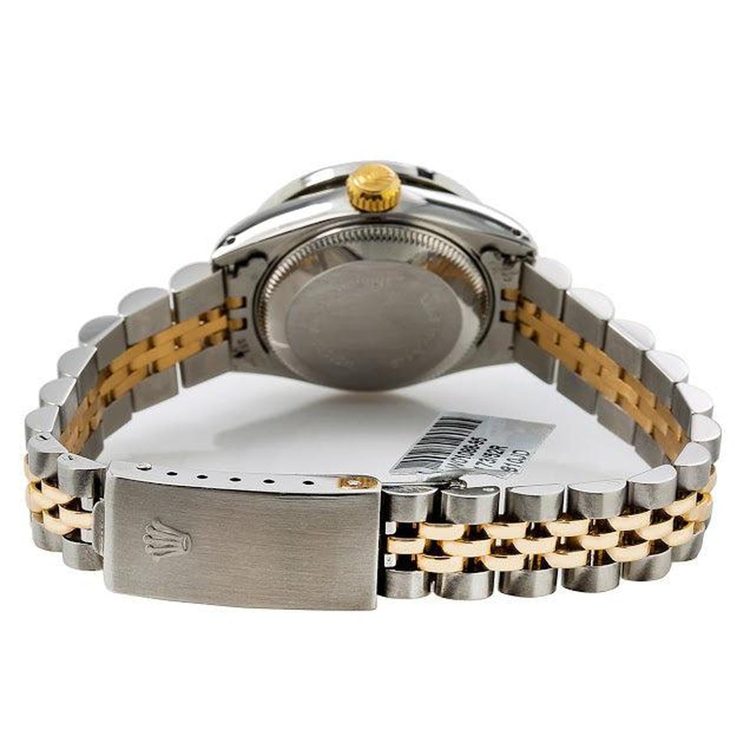 Rolex Datejust 26MM 6917 Blue Diamond Dial Diamond Bezel Two Tone Yellow Gold Jubilee Bracelet 1.05ct