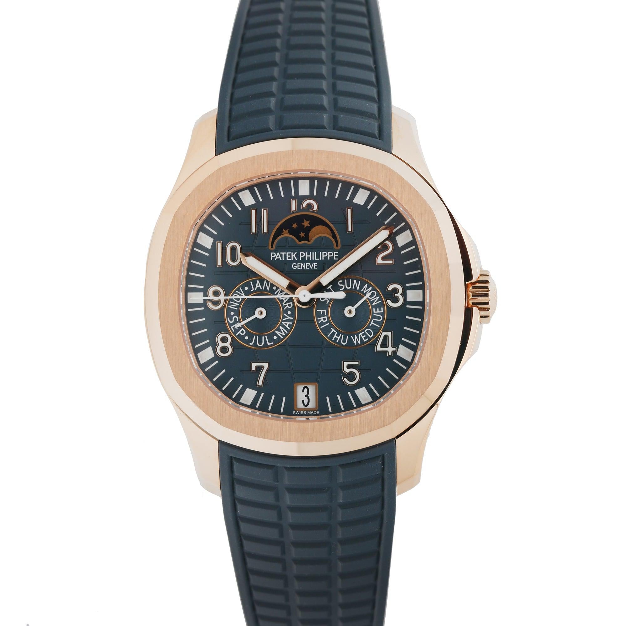 Patek Philippe Aquanaut 39.9MM 5261R-001 Blue Arabic Dial Rose Gold Bezel Blue Rubber Band