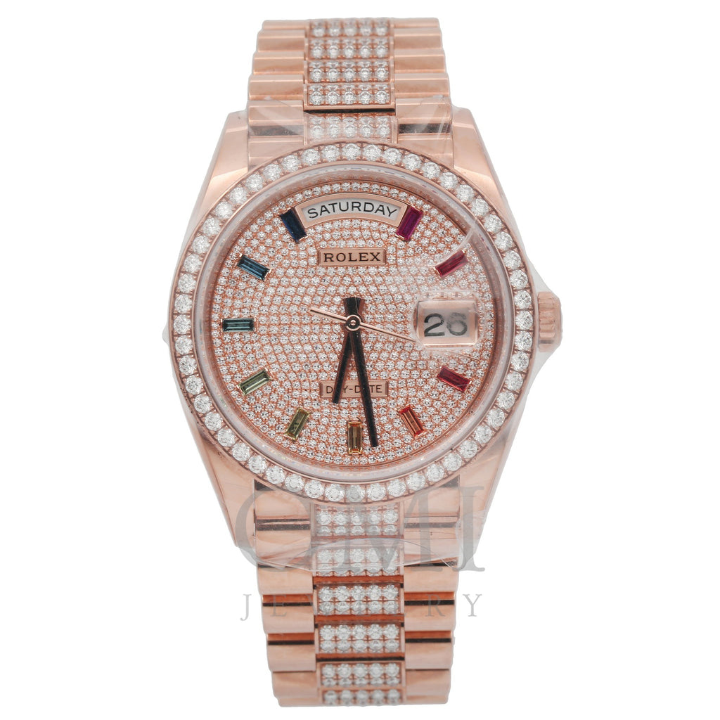 Rolex Day-Date 128345RBR 36MM Rose Gold Diamond Dial With Diamond Presidential Bracelet
