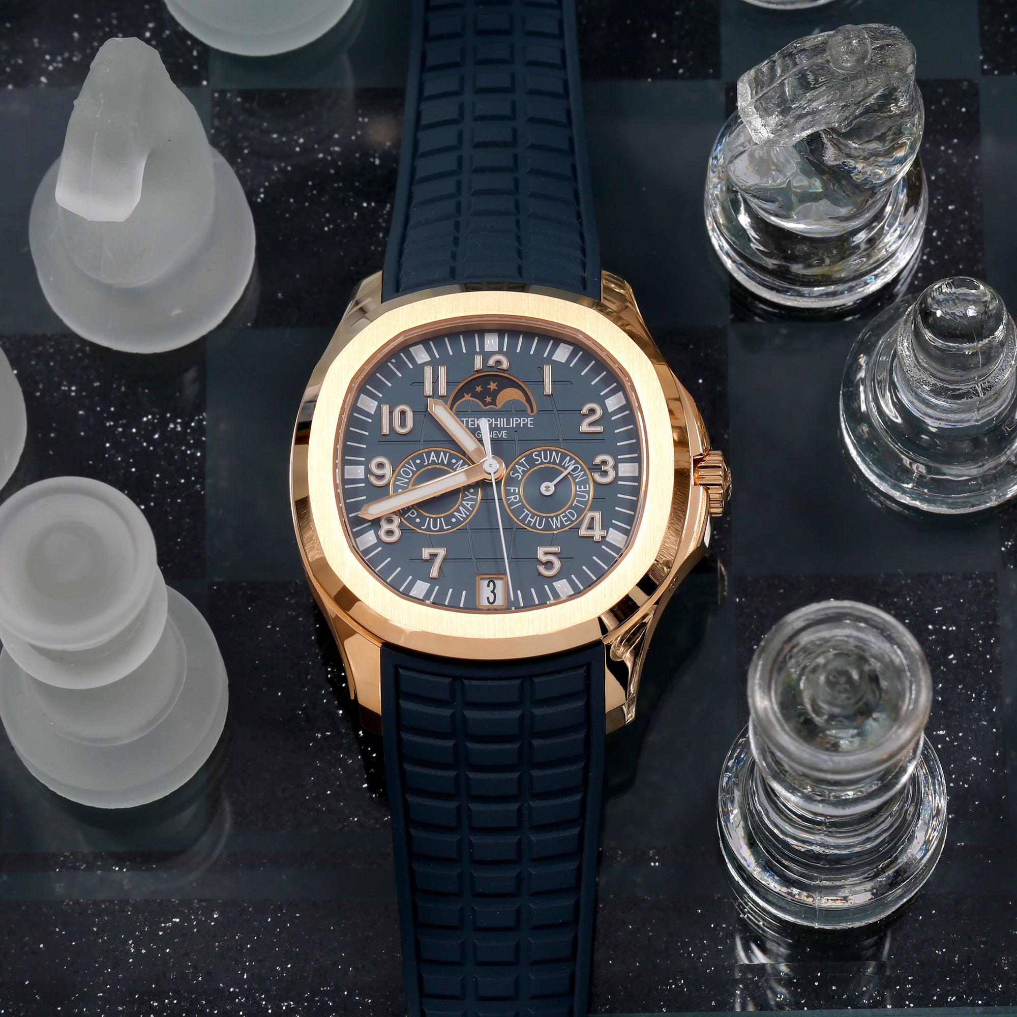 Patek Philippe Aquanaut 39.9MM 5261R-001 Blue Arabic Dial Rose Gold Bezel Blue Rubber Band