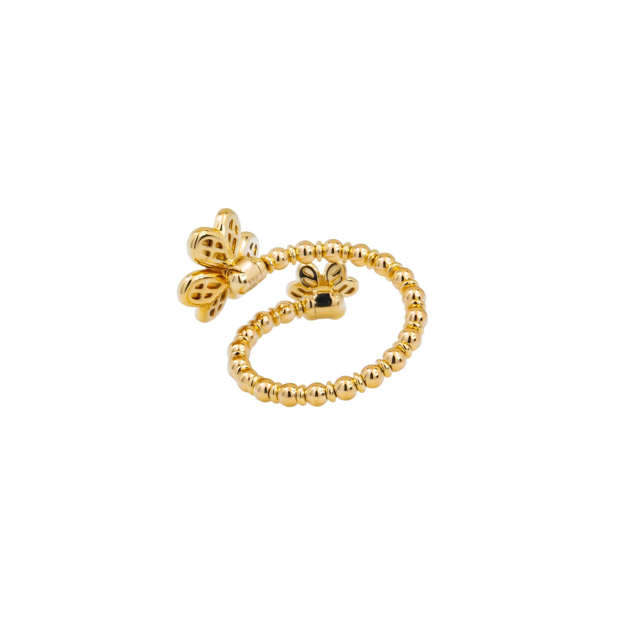 18K GOLD DIAMOND FLOWER WRAP RING 0.08 CT