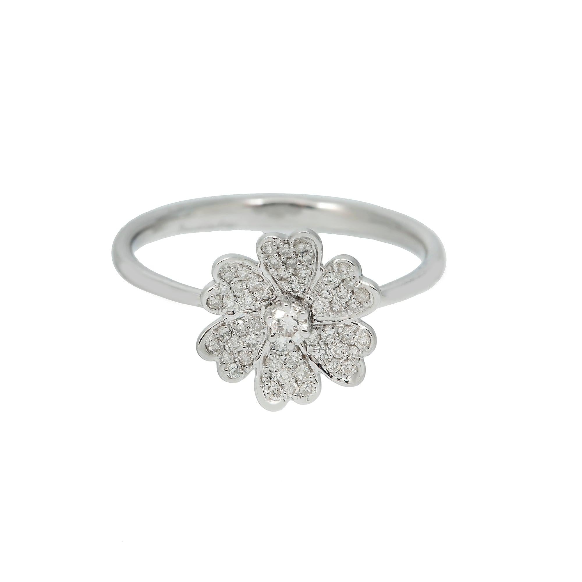 14K GOLD DIAMOND FLOWER RING 0.25 CT