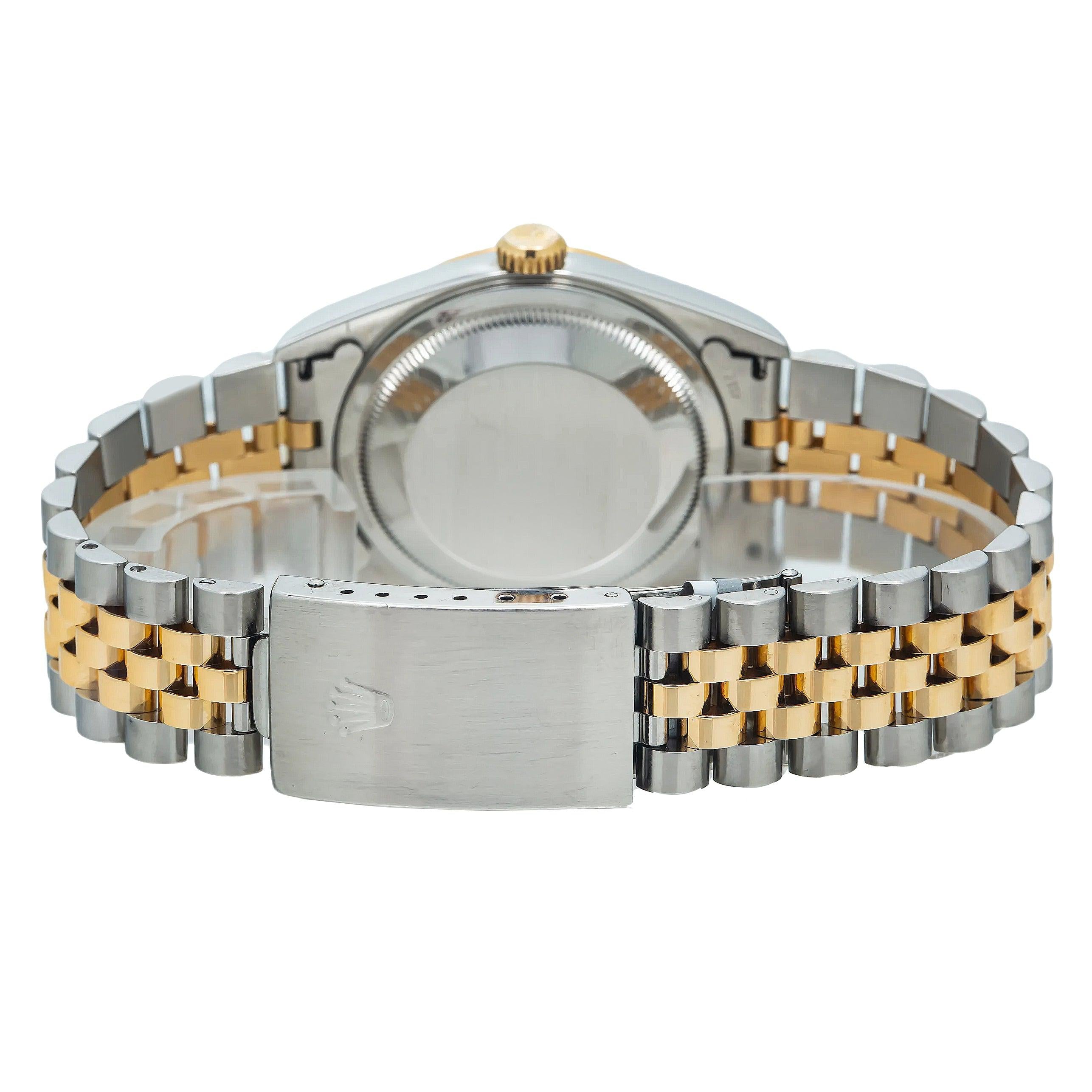 Rolex Datejust 36MM 16013 Turquoise Diamond Dial Fluted Bezel Two Tone Yellow Gold Jubilee Bracelet