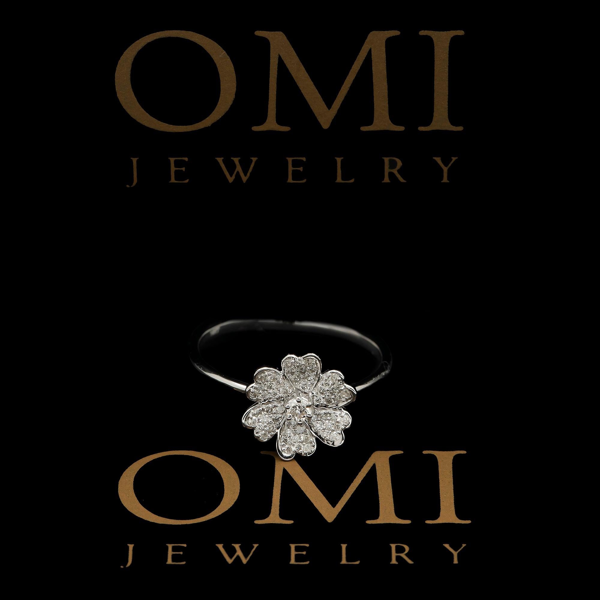 14K GOLD DIAMOND FLOWER RING 0.25 CT