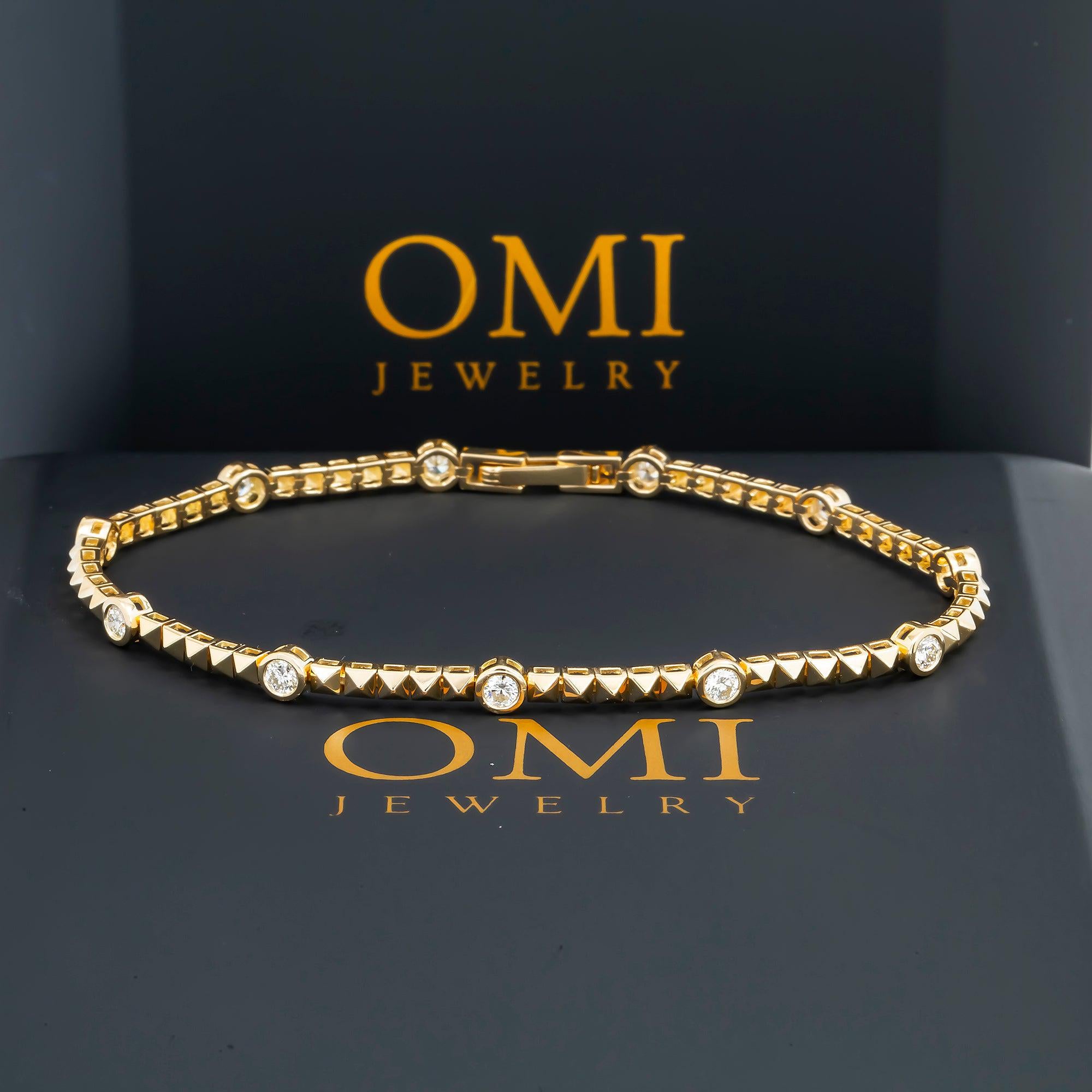 18K GOLD ROUND DIAMOND THIN BRACELET 0.90 CT