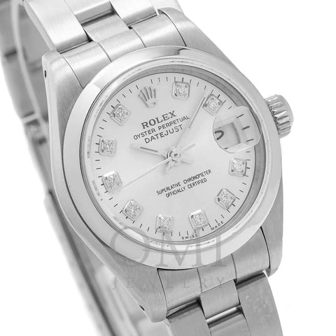 Rolex Oyster Perpetual Datejust 79160 26MM Silver Diamond Dial With Stainless Steel Oyster Bracelet