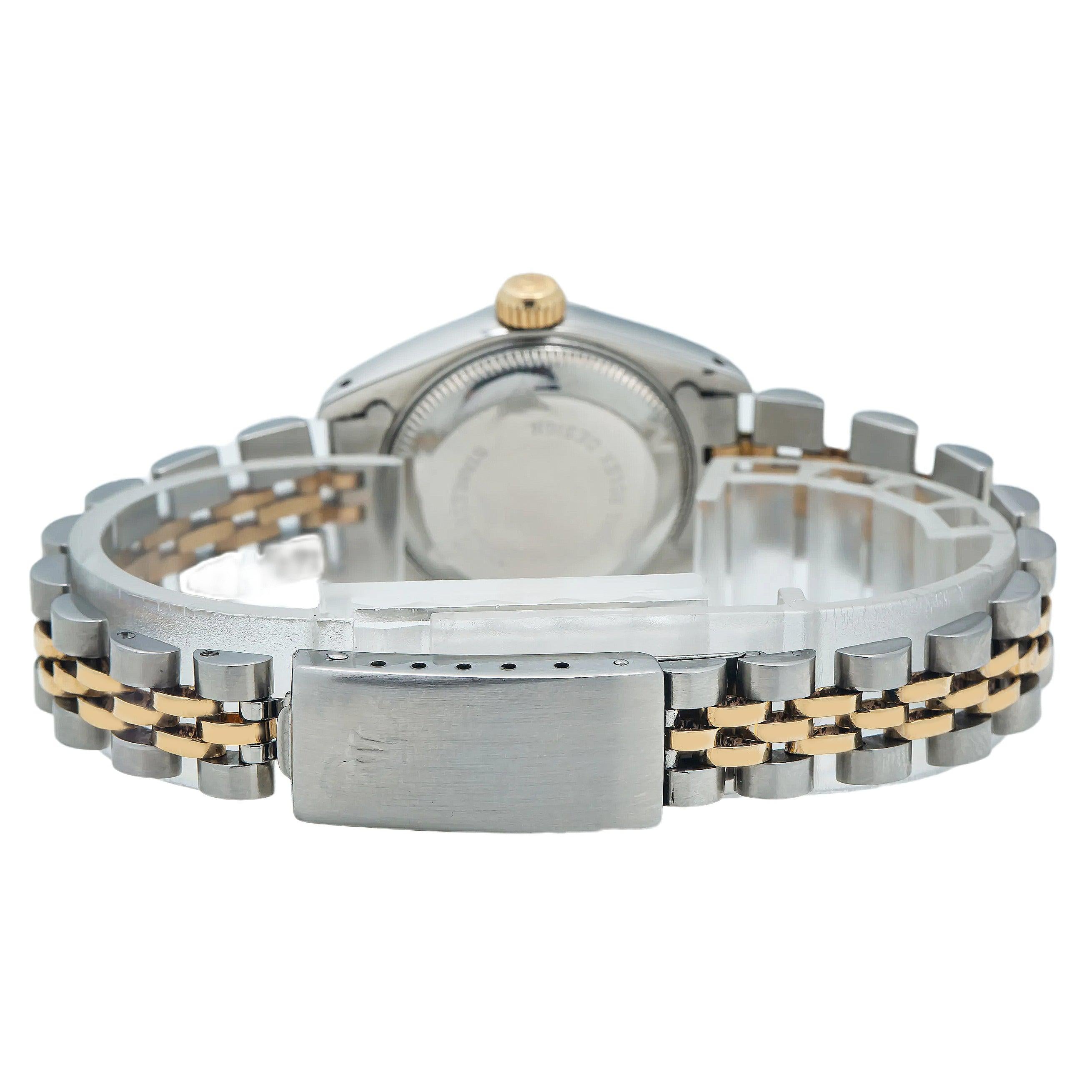 Rolex Datejust 26MM 69173 White Mother of Pearl Diamond Dial Fluted Bezel Two Tone Yellow Gold Jubilee Bracelet