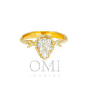 14K GOLD PEAR CLUSTER DIAMOND RING WITH ARROW BAND 0.75 CT