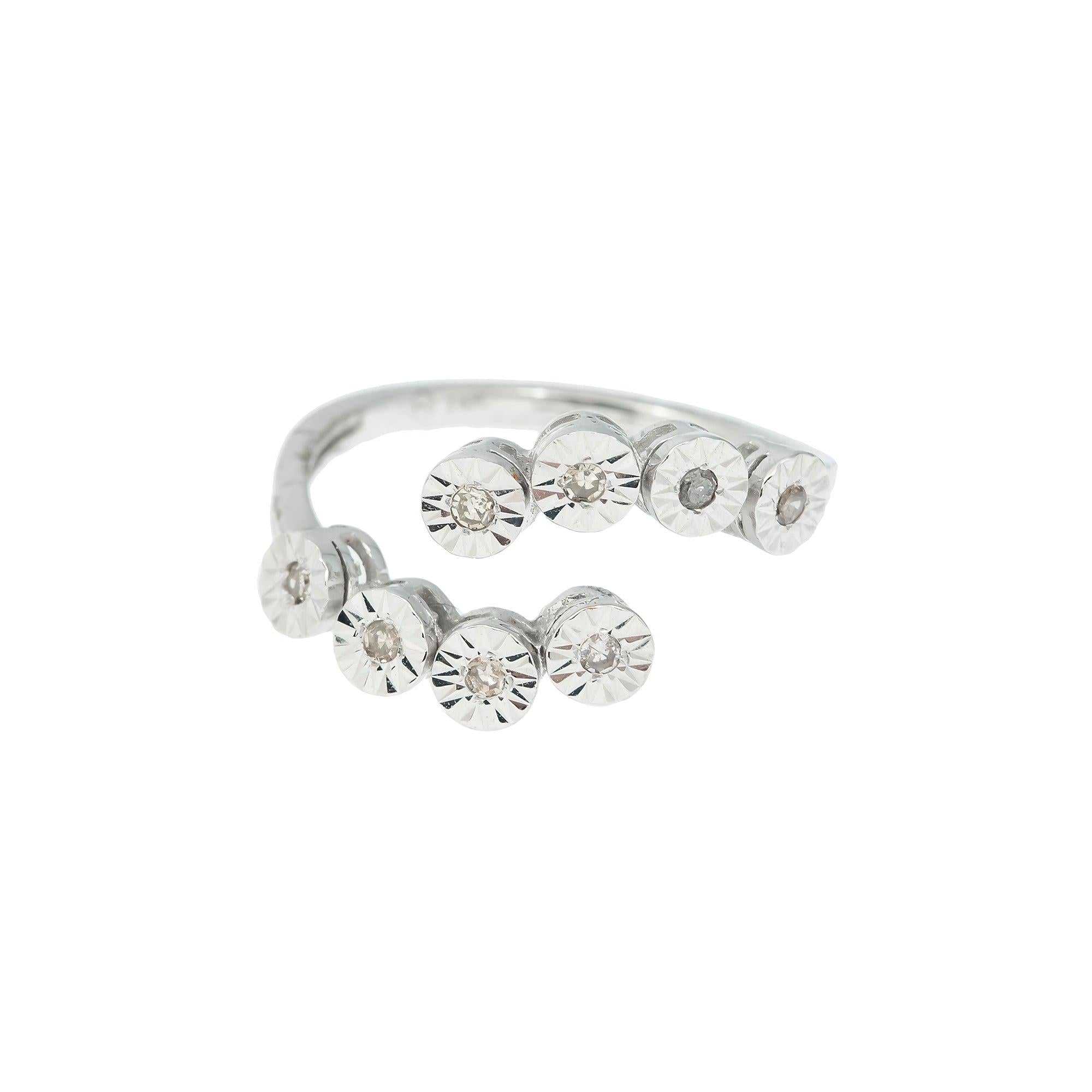14K GOLD ILLUSION SET ROUND DIAMOND OPEN TWISTED BAND RING 0.15 CT