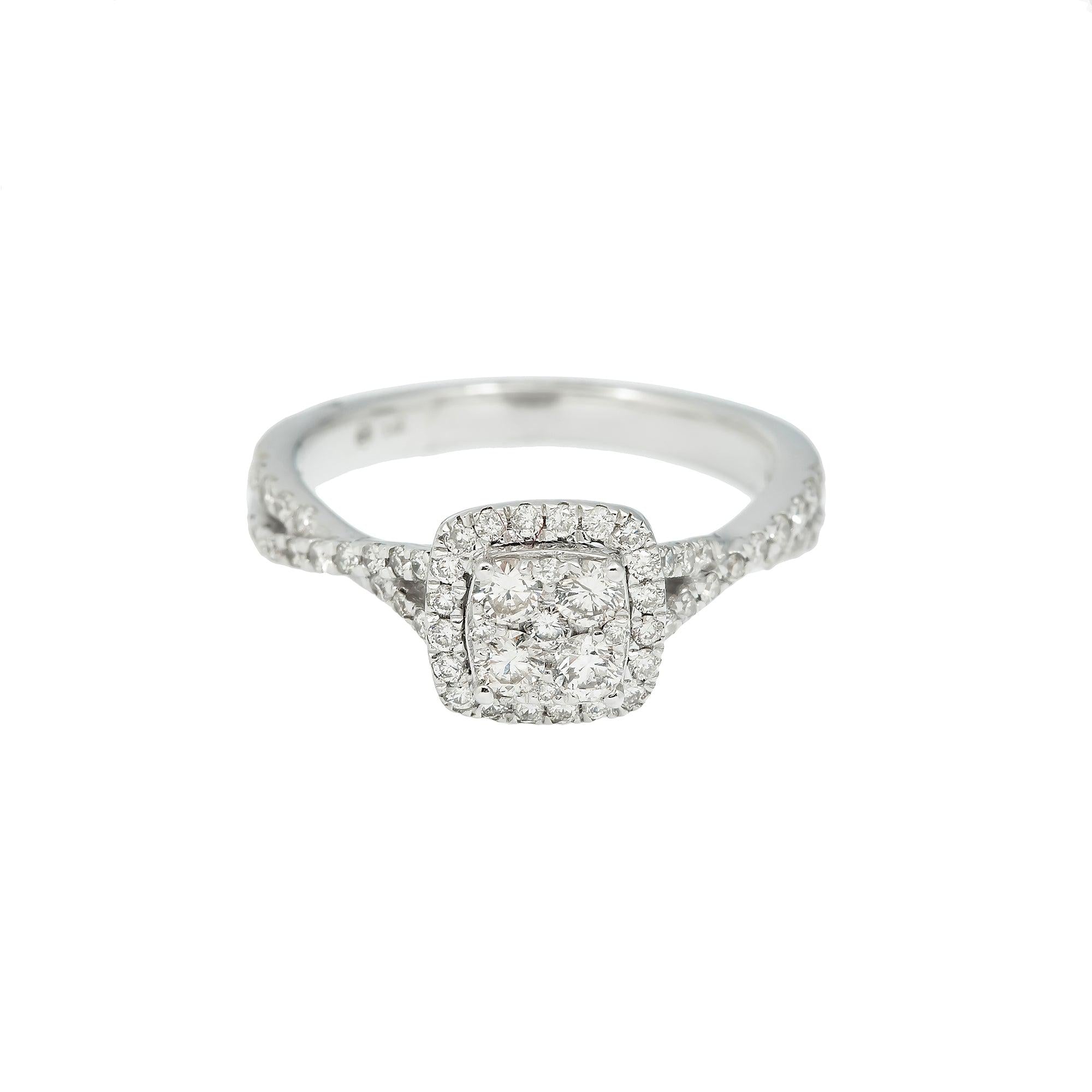 14K GOLD DIAMOND SQUARE CLUSTER RING 0.65 CT