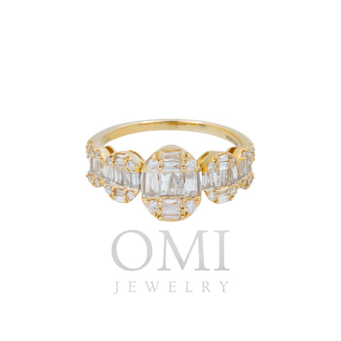 14K GOLD BAGUETTE AND ROUND DIAMOND RING 1.00 CT