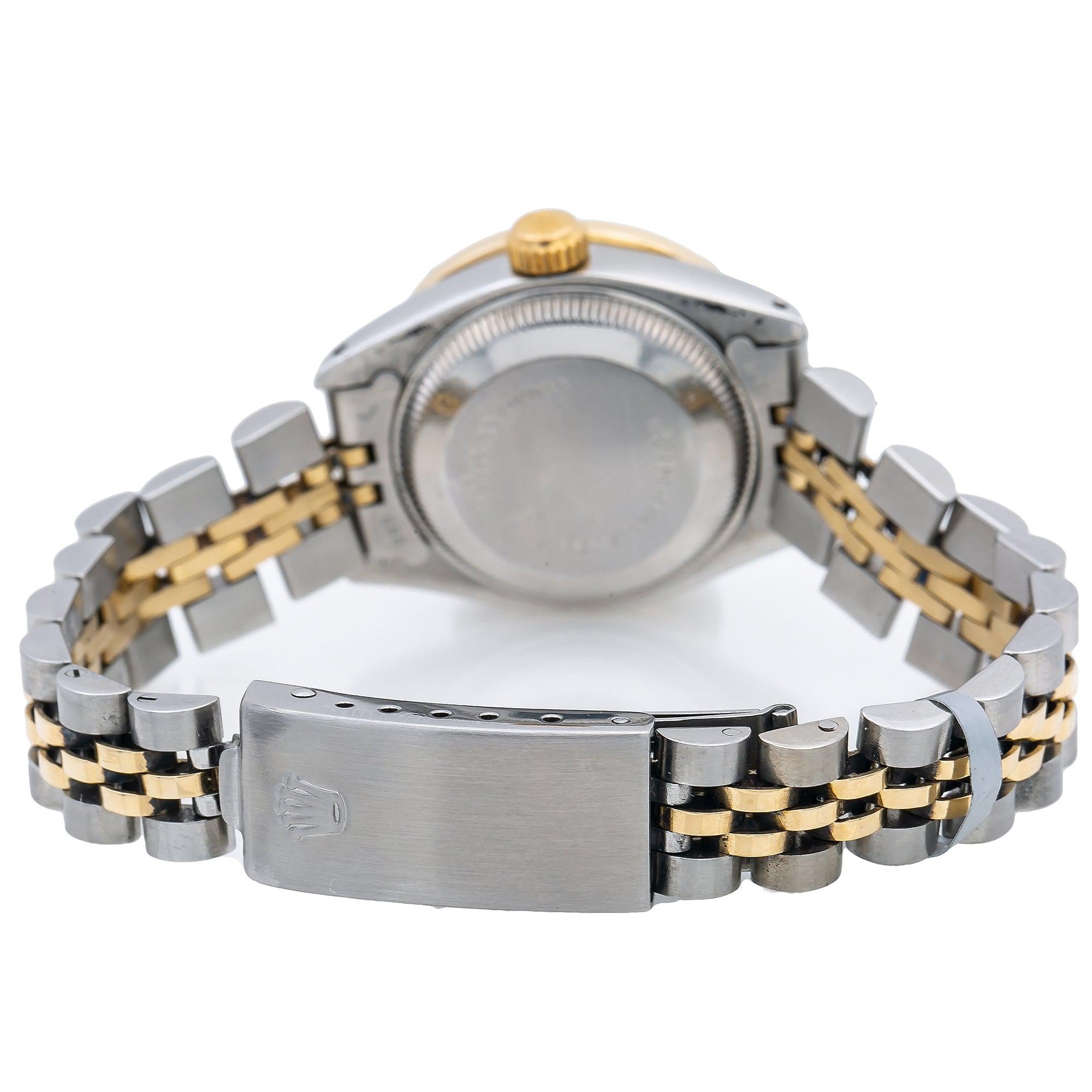 Rolex Datejust 26MM 69173 White Mother of Pearl Diamond Dial Diamond Bezel Two Tone Yellow Gold Jubilee Bracelet 0.9ct