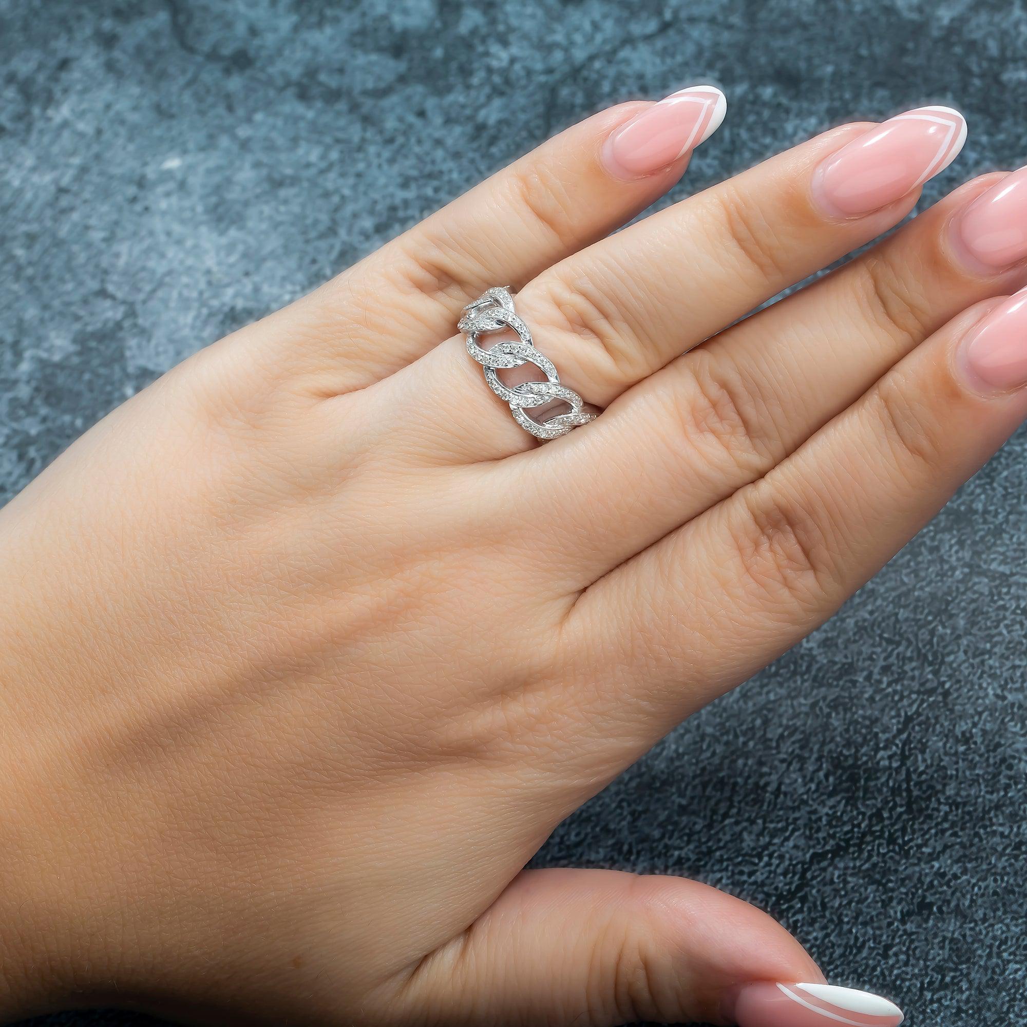 14K GOLD DIAMOND MIAMI CUBAN LINK RING 0.35 CT