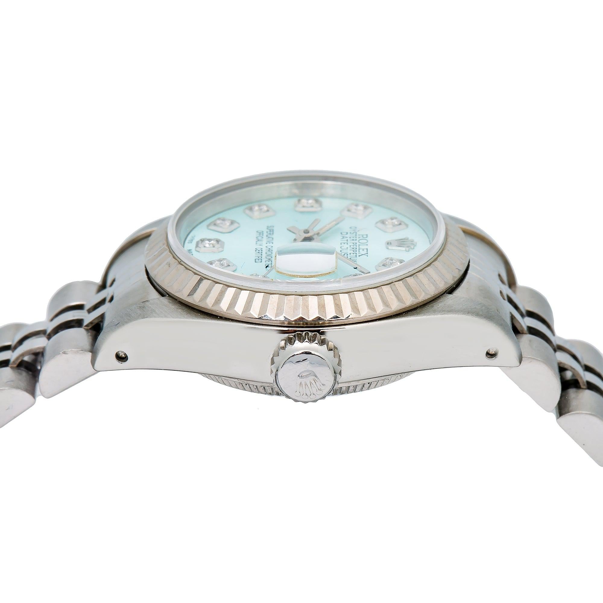 Rolex Datejust 26MM 6917 Ice Blue Diamond Dial Fluted Bezel Stainless Steel Jubilee Bracelet